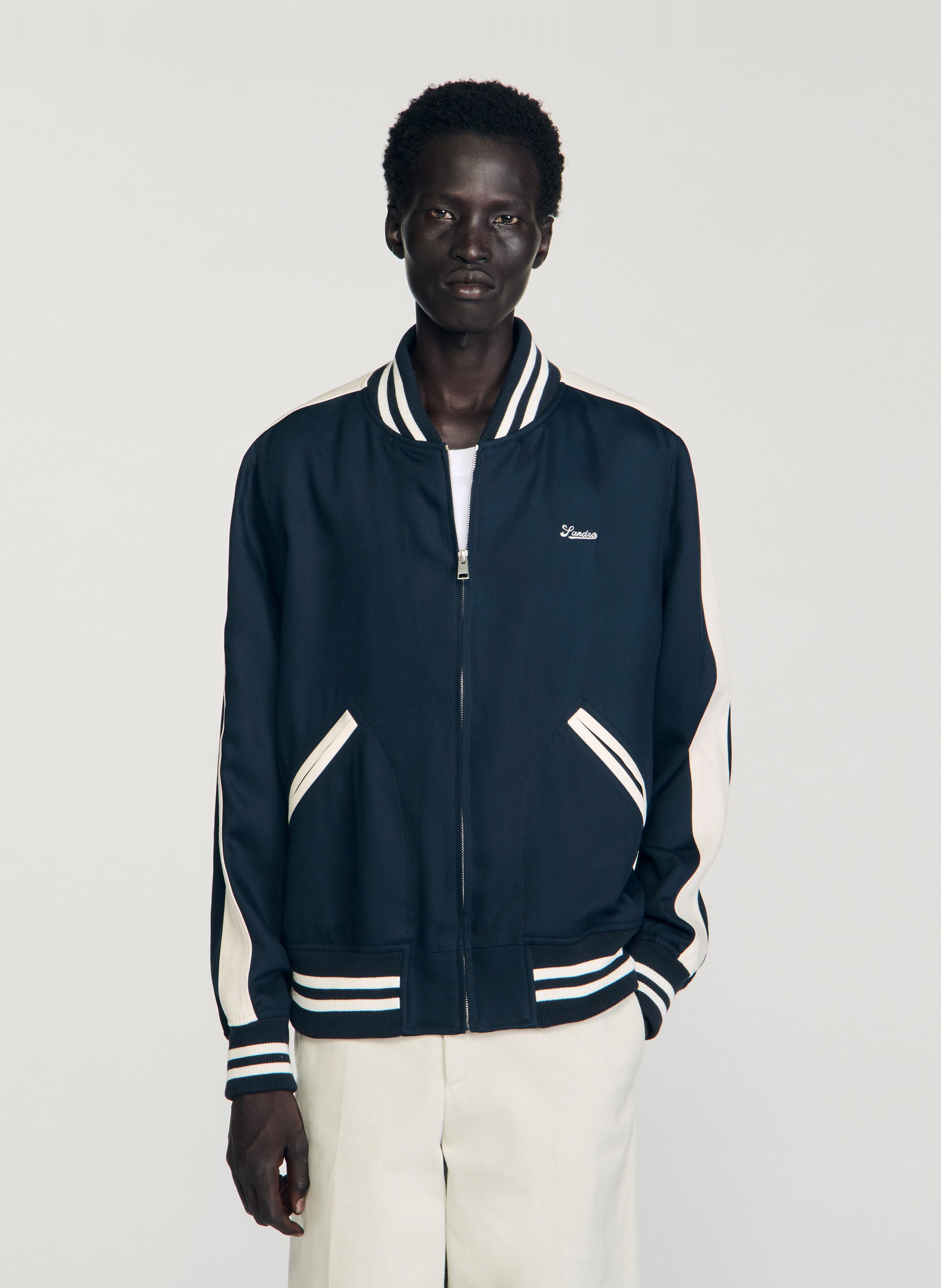 Recht jasje met baseballkraagje SANDRO Blauw