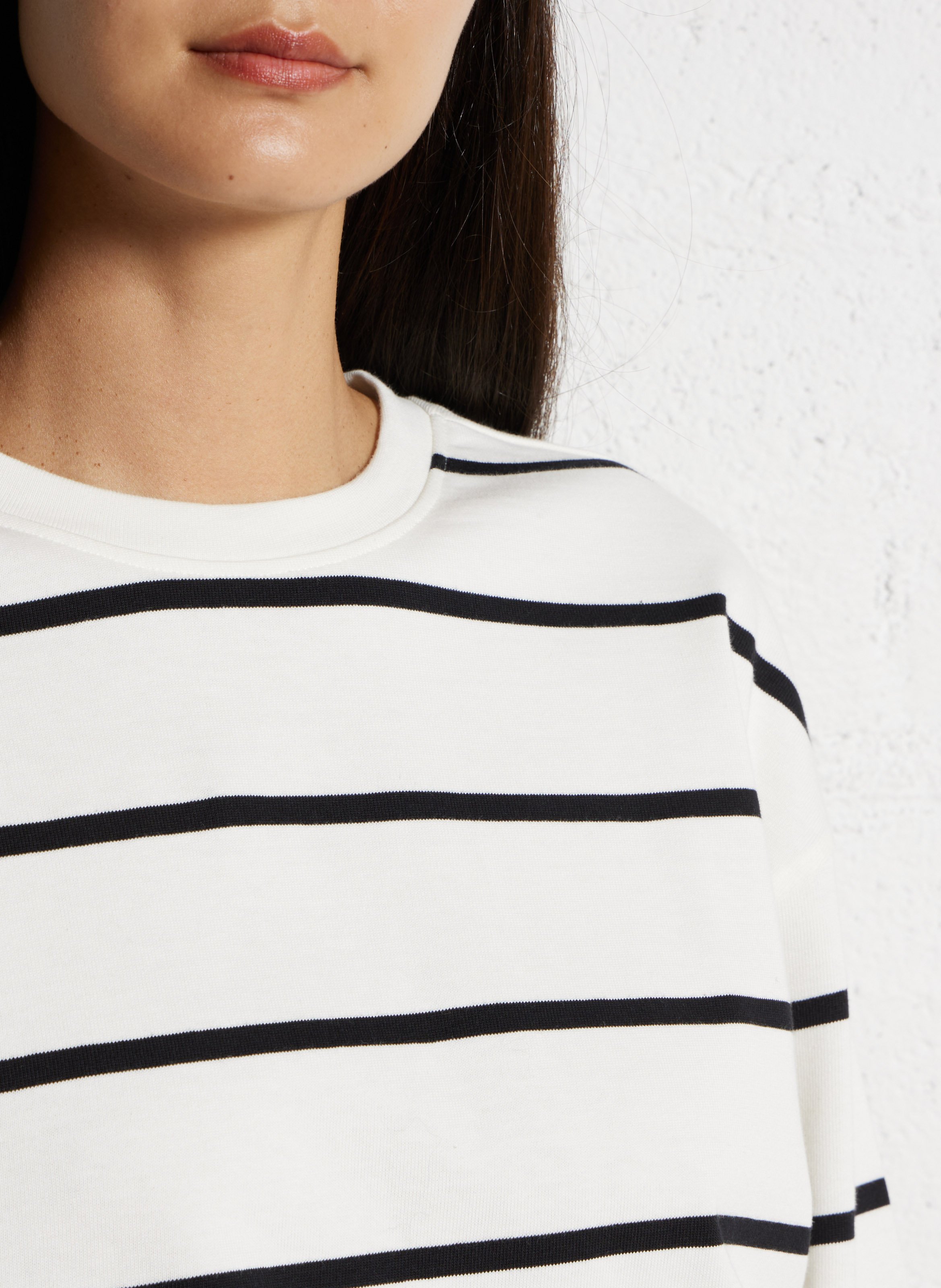 Round-neck striped cotton top DES PETITS HAUTS Beige