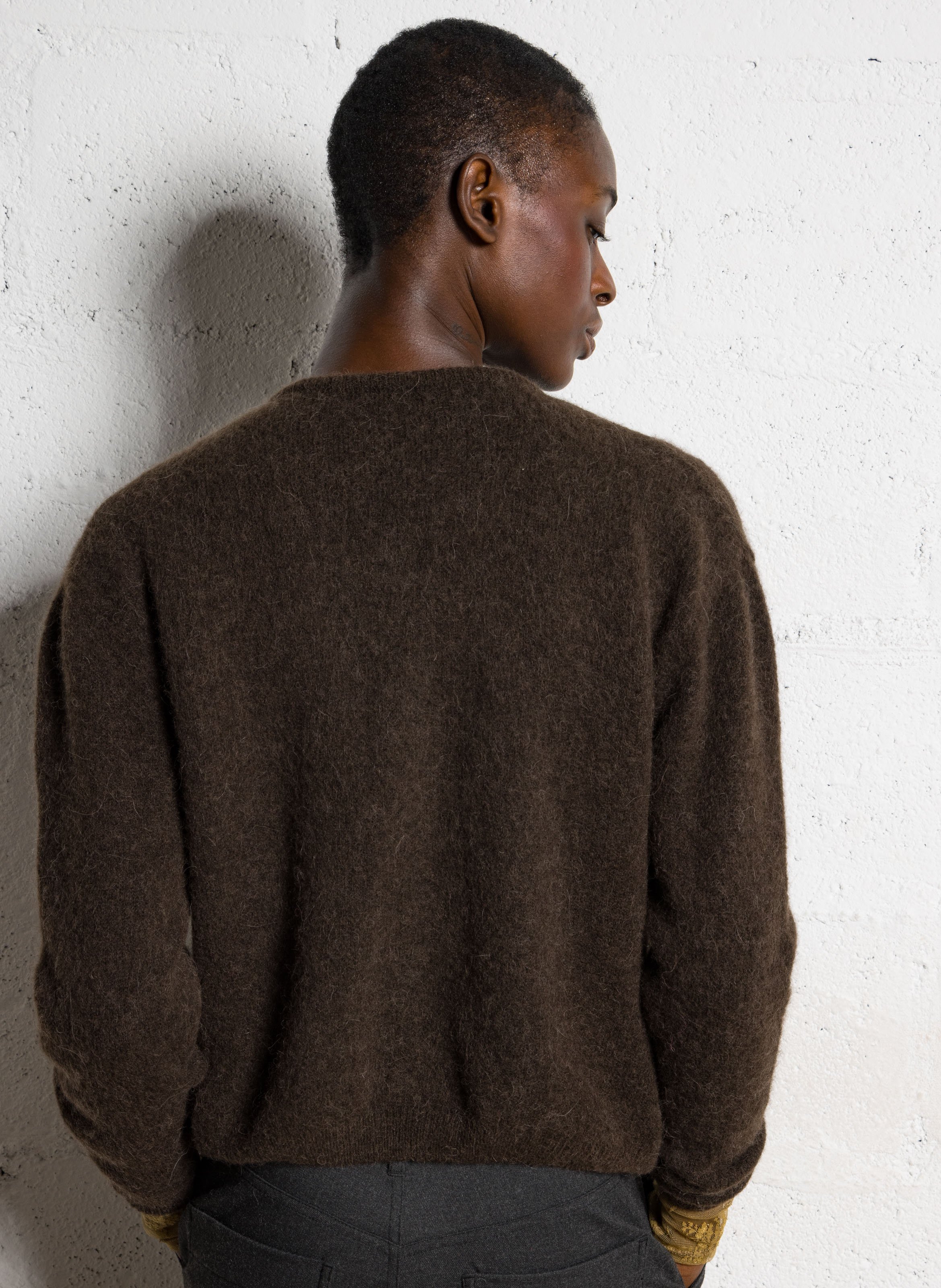 Weit geschnittene Strickjacke aus Wollmix AMERICAN VINTAGE Braun