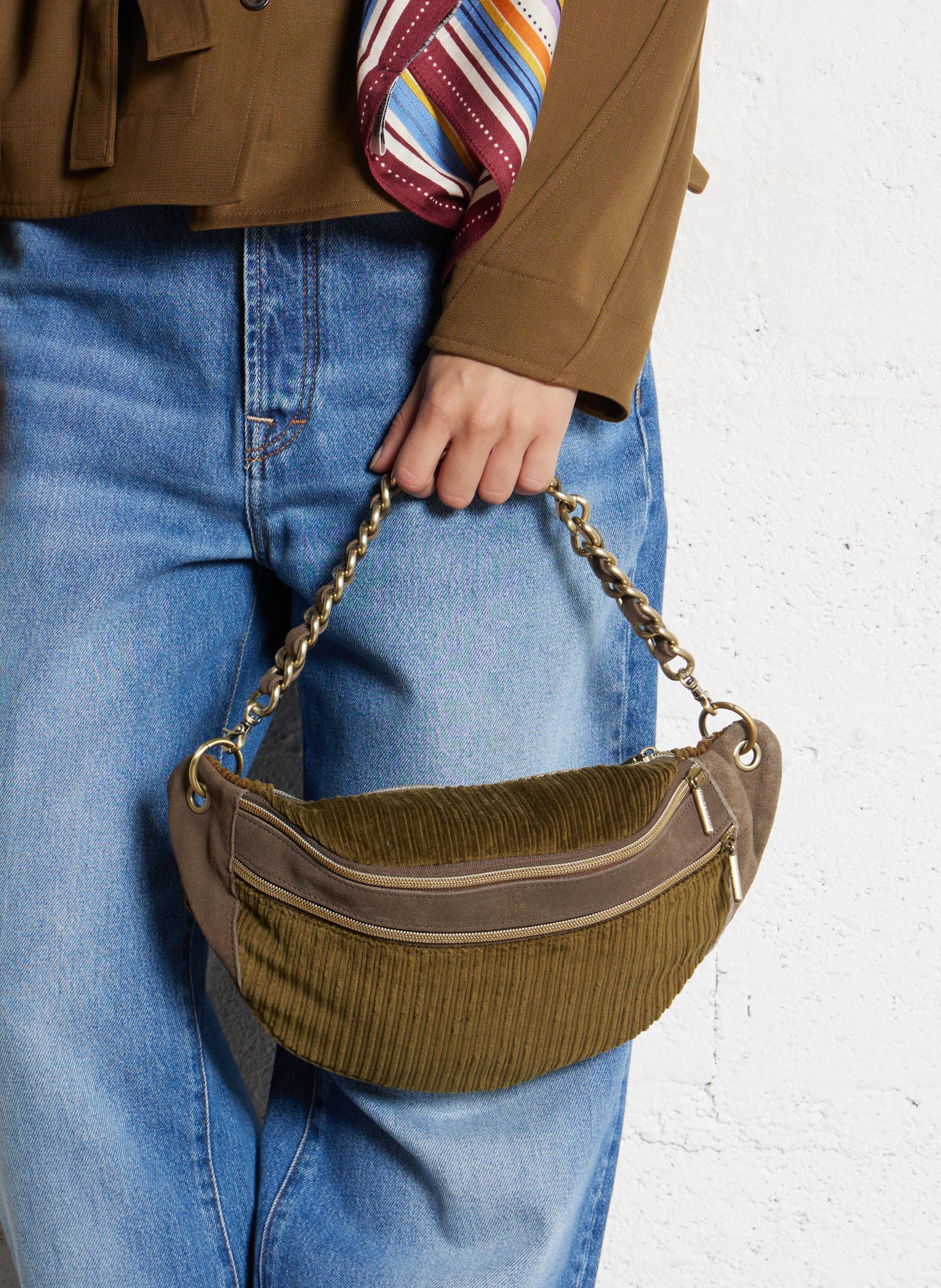 Heuptasje van corduroy MILA LOUISE Kaki