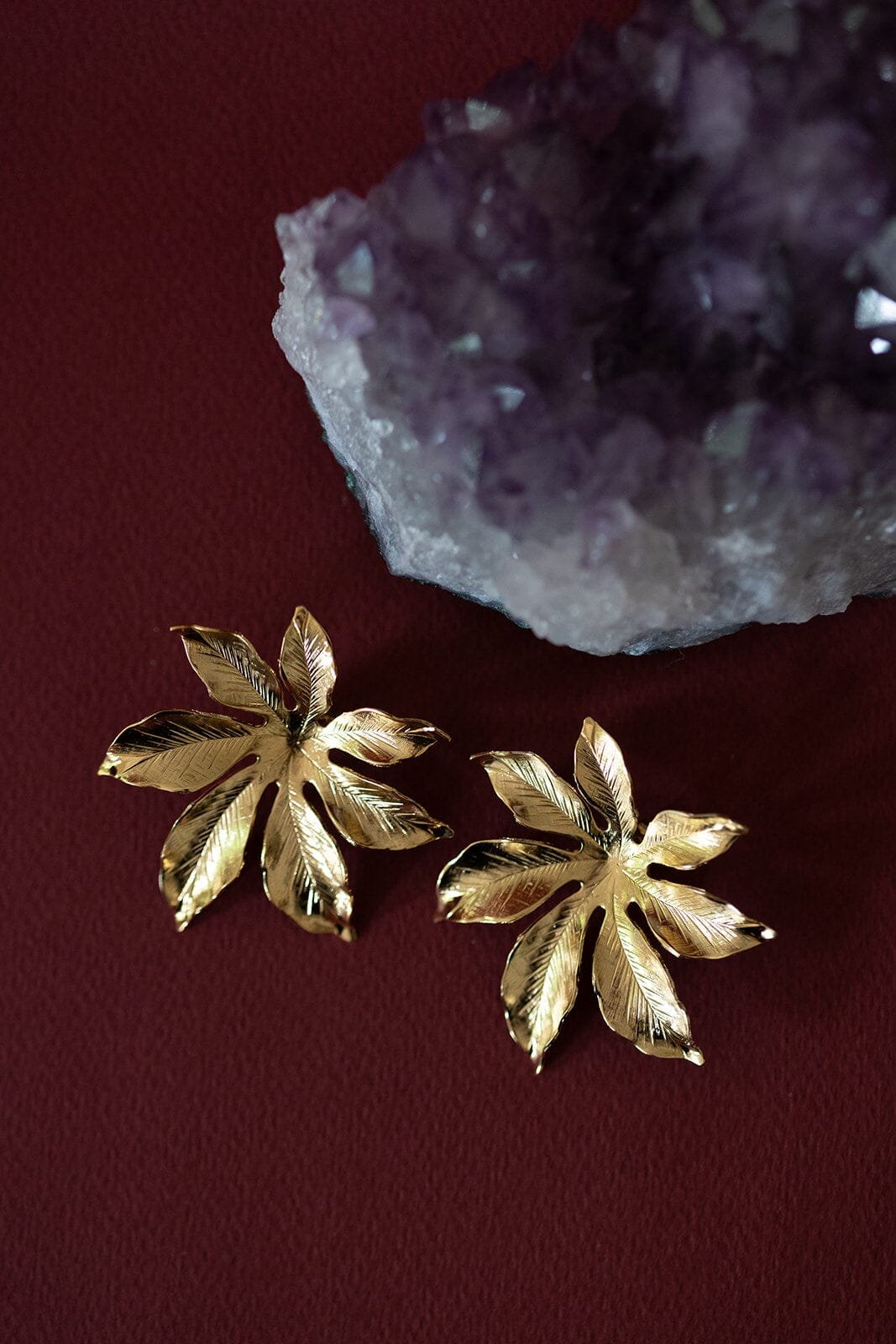 AGLAÉ - Silver-plated flower maxi stud earrings MONSIEUR SIMONE Golden