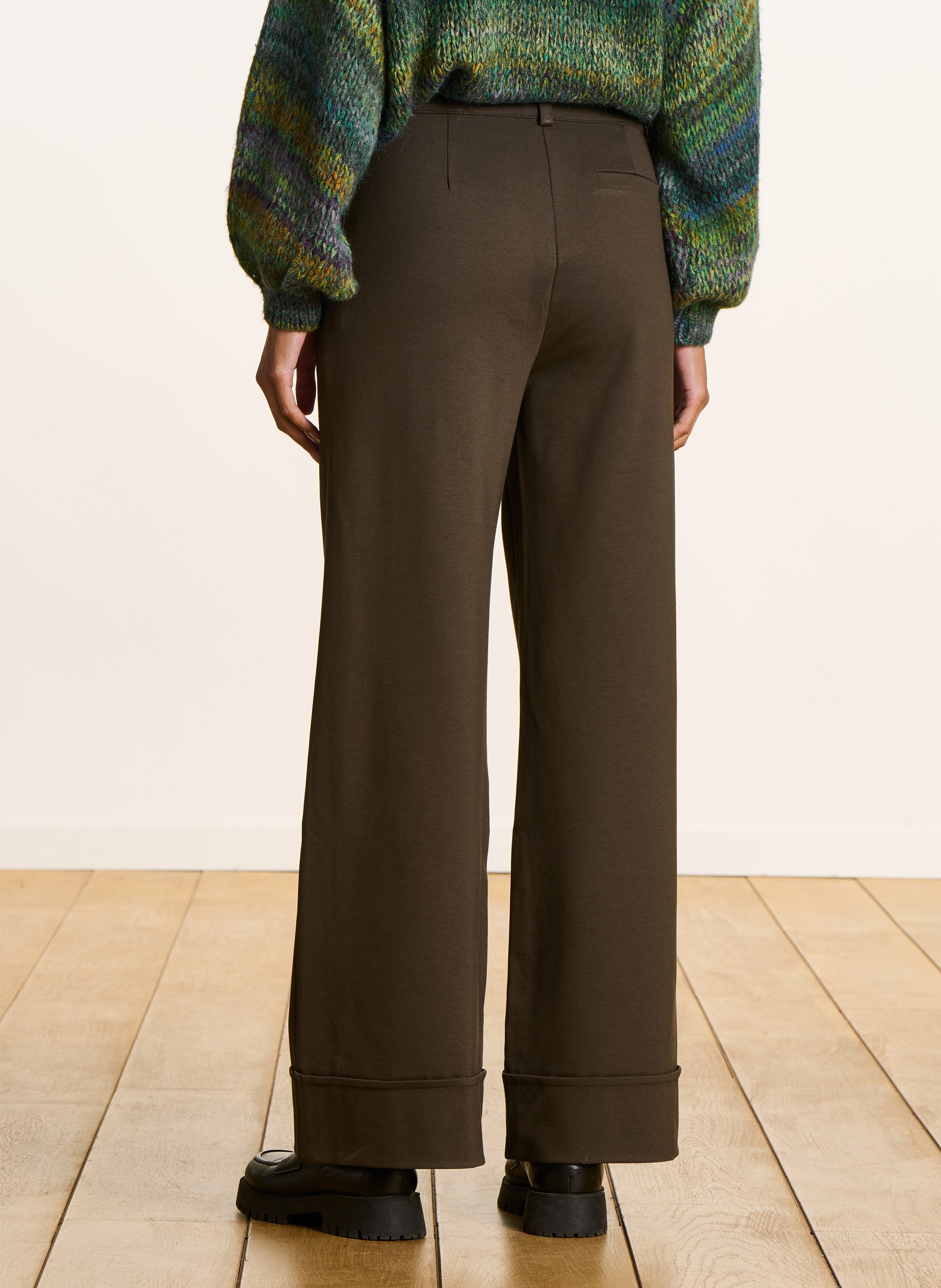 Wide Leg High Waist Stretch Pants LA FEE MARABOUTEE Braun