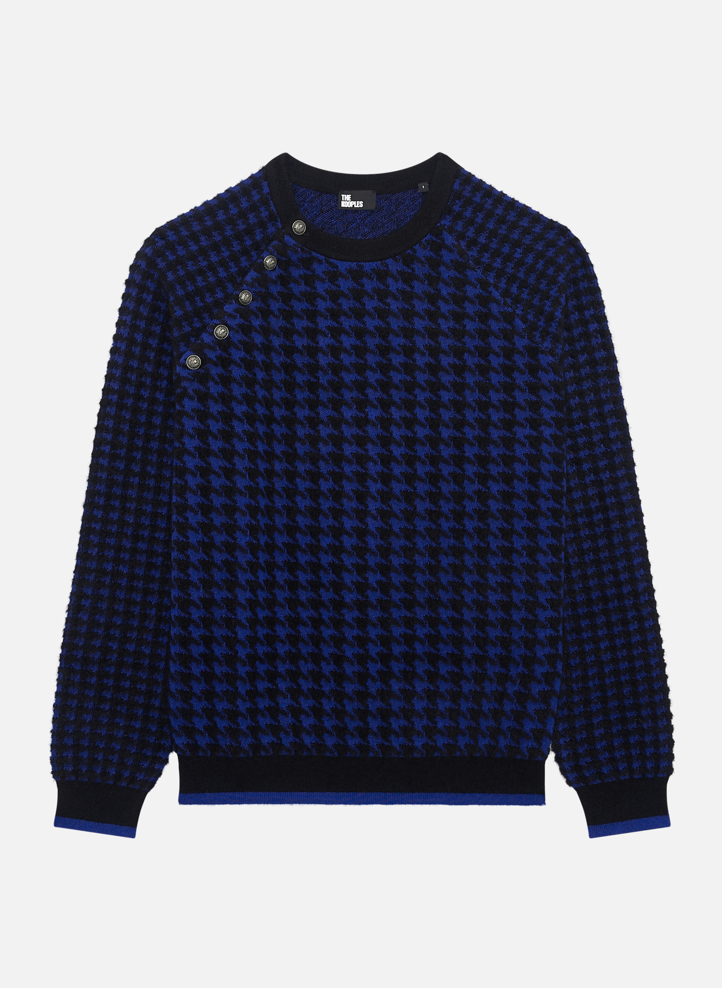 Houndstooth wool blend sweater. THE KOOPLES Black