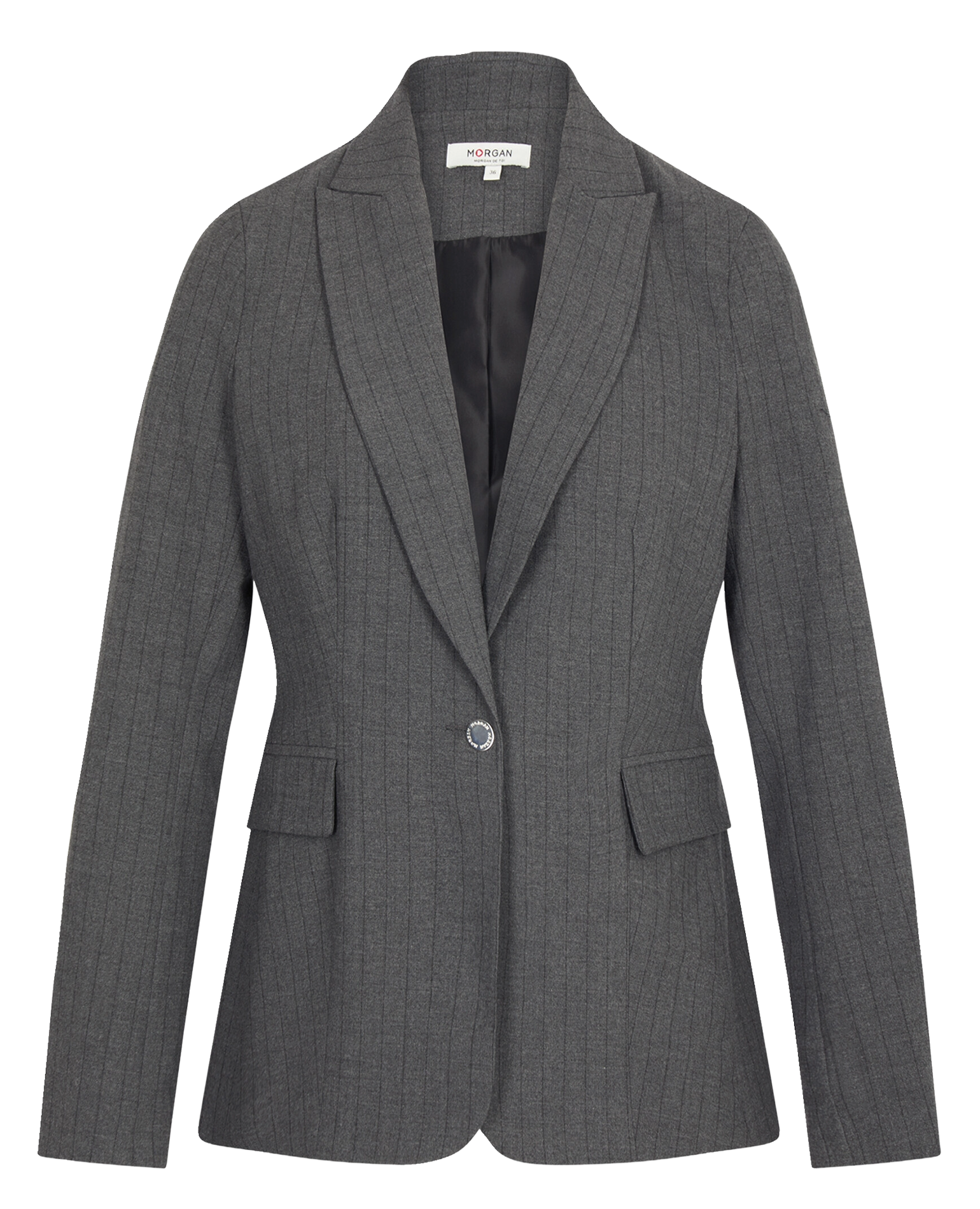 Cotton-blend cardigan with tailored collar MORGAN Grey