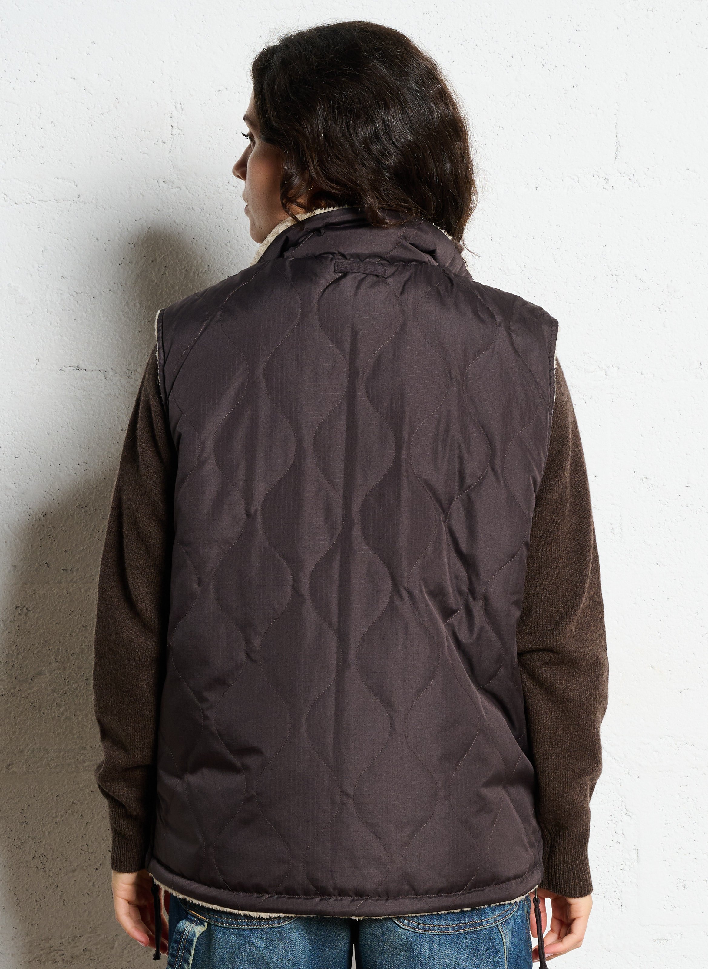 Veste col montant sans manches réversible TAION Beige