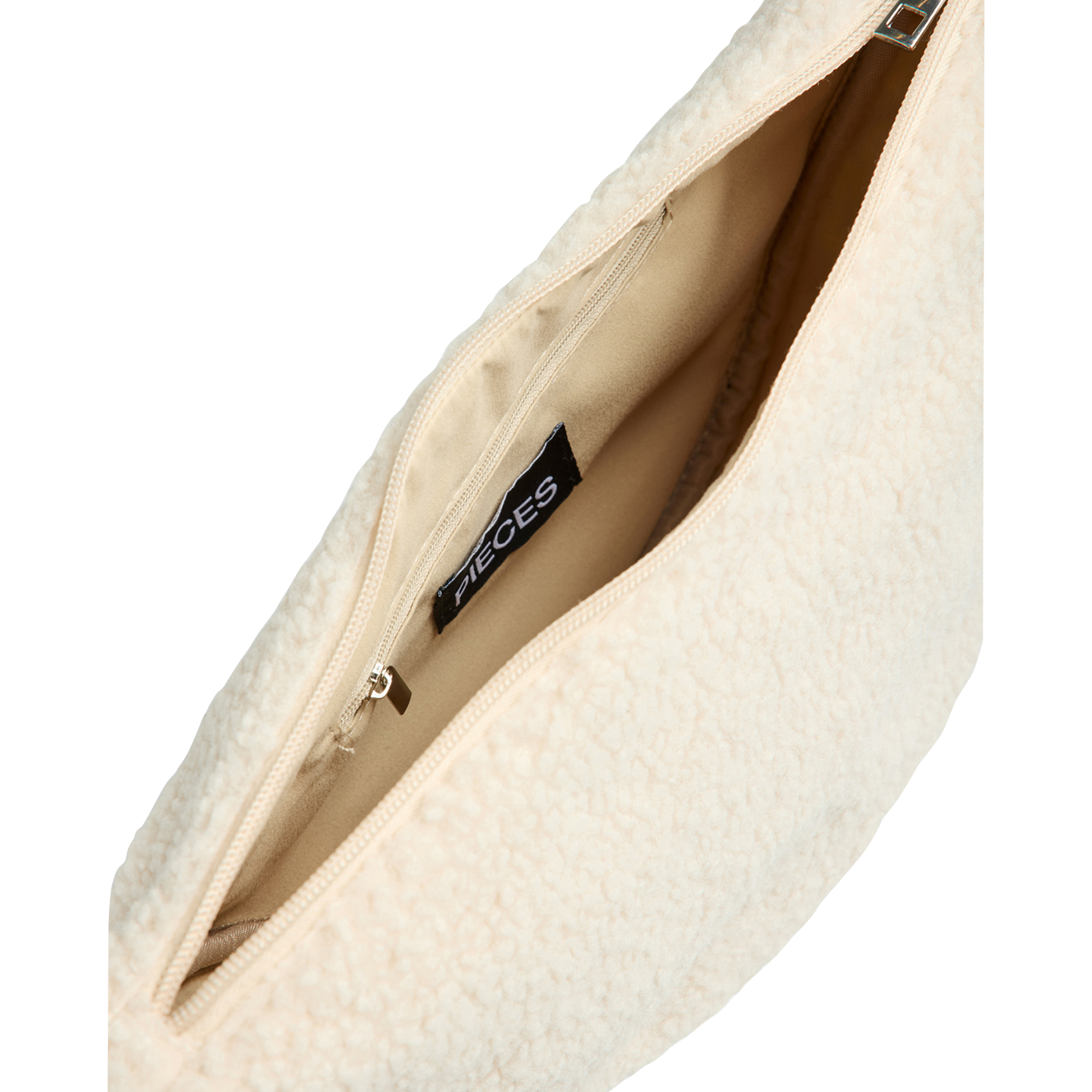 Faux fur waist bag PIECES Beige
