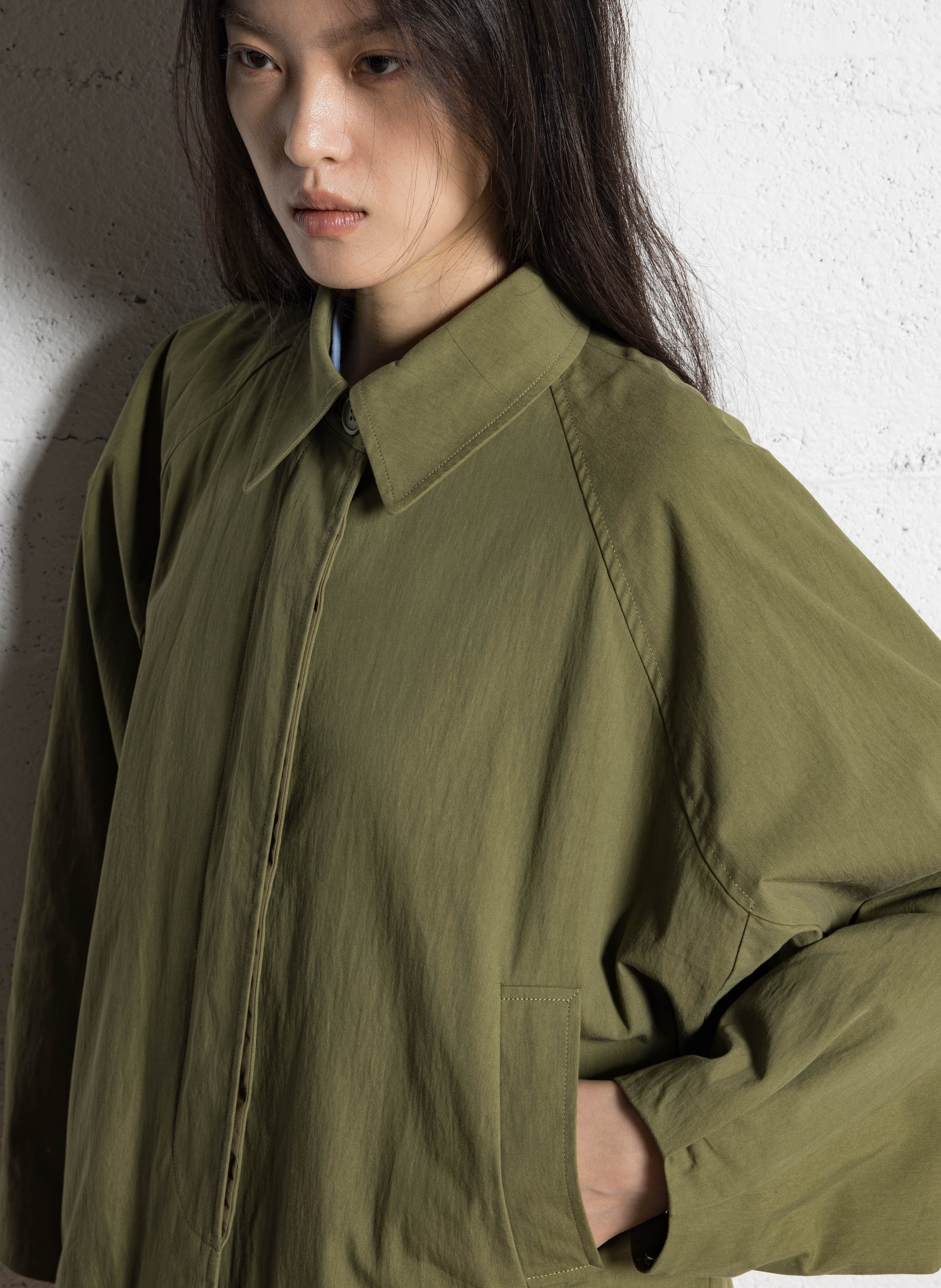 Veste ample col classique en coton mélangé JC SOPHIE Vert