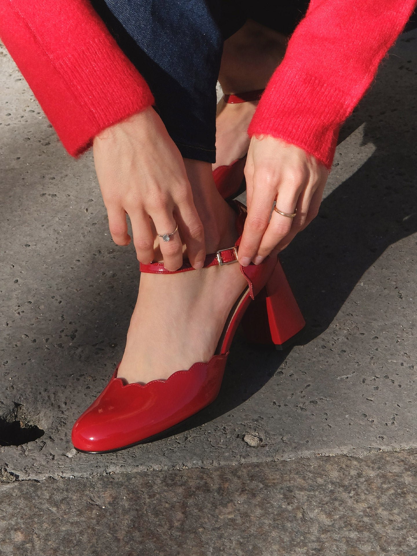 Babies in crinkled patent leather with heels EMZI PARIS Red