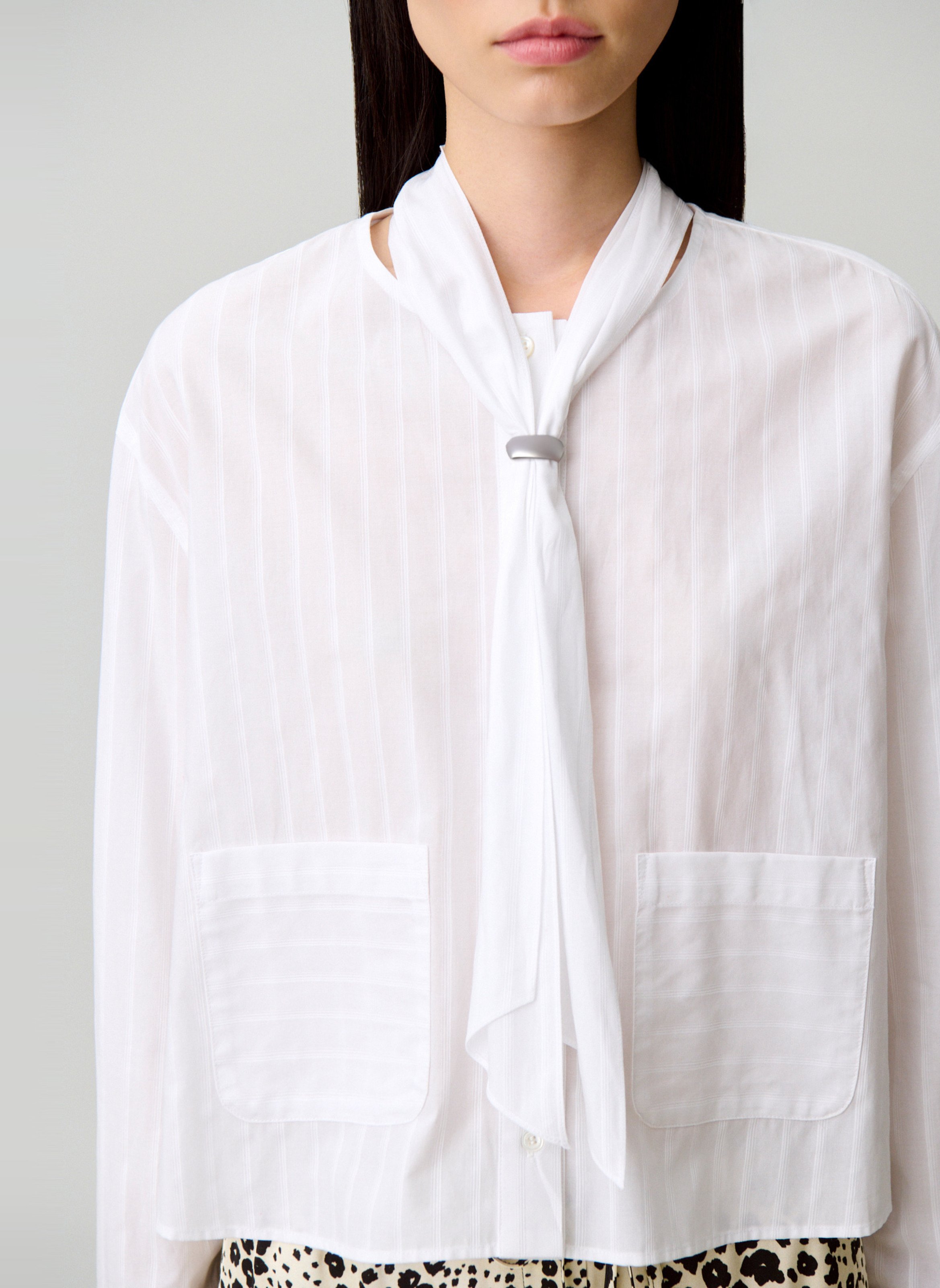 Chemise col rond en coton CLAUDIE PIERLOT Blanc