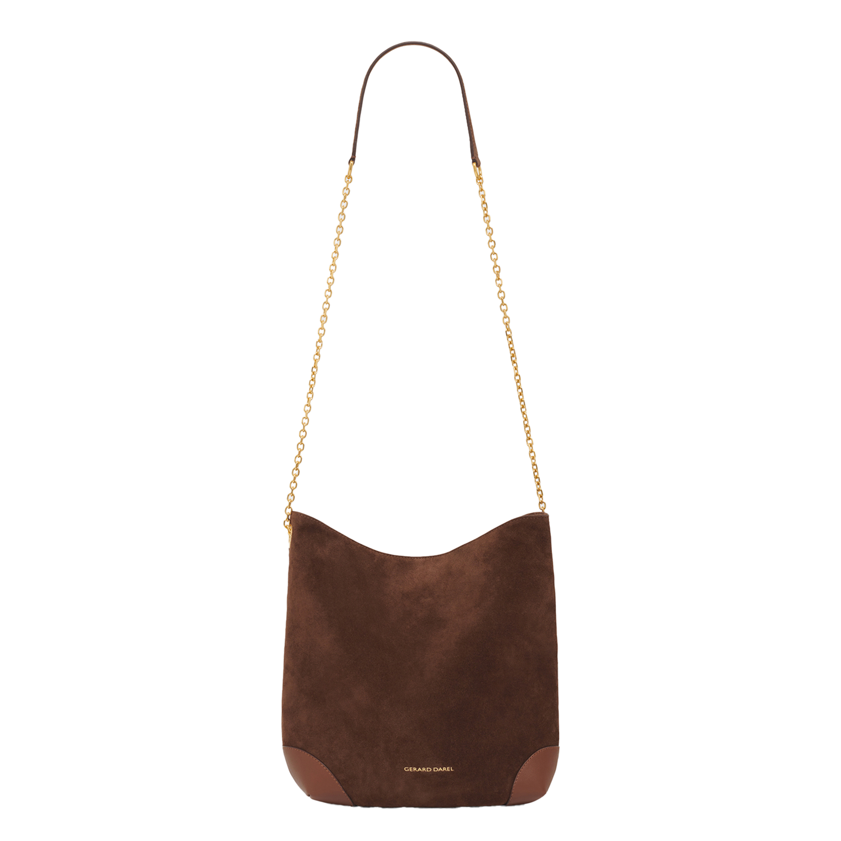 Plain suede leather hobo bag GERARD DAREL Brown