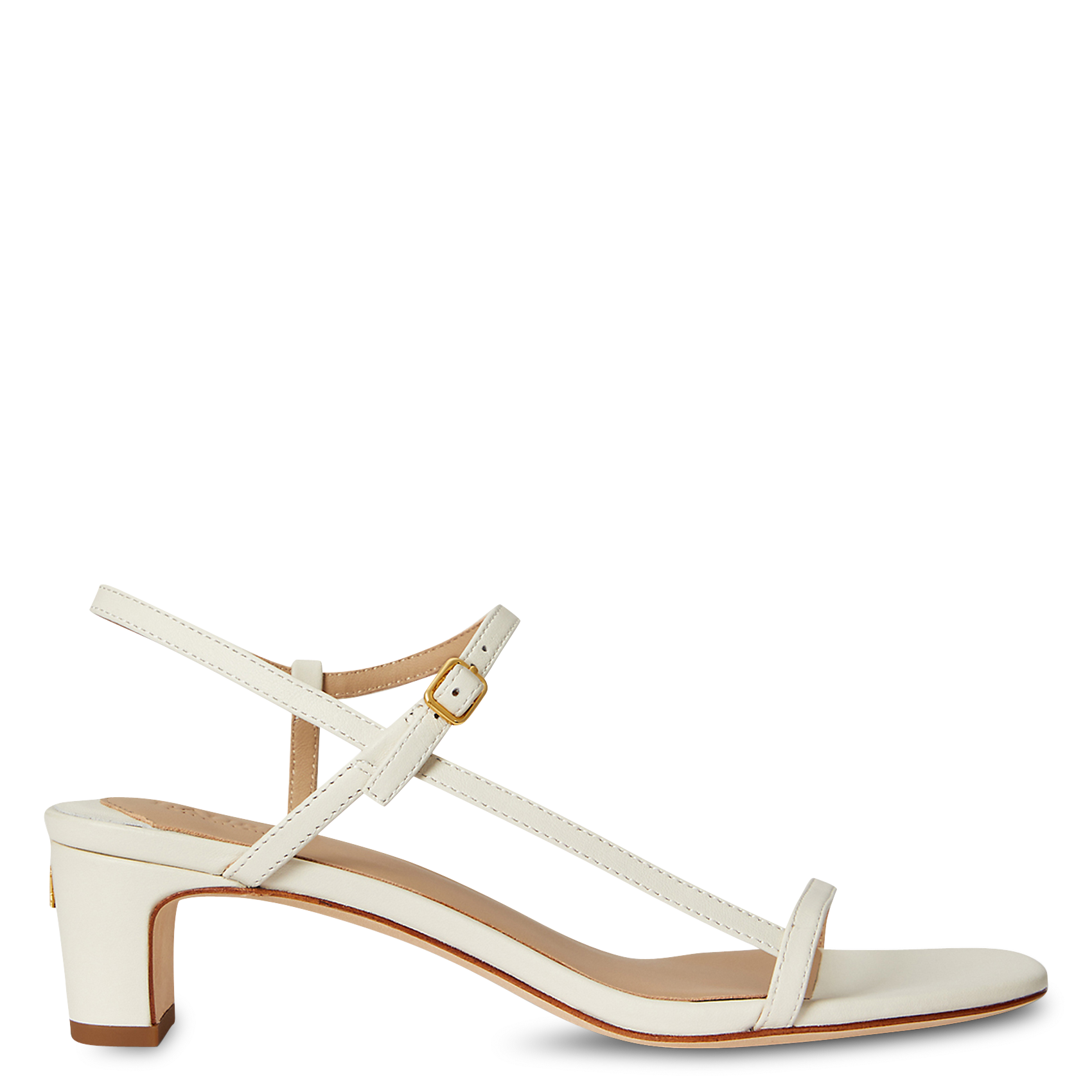 Sandales ouvertes à talons en cuir POLO RALPH LAUREN Blanc