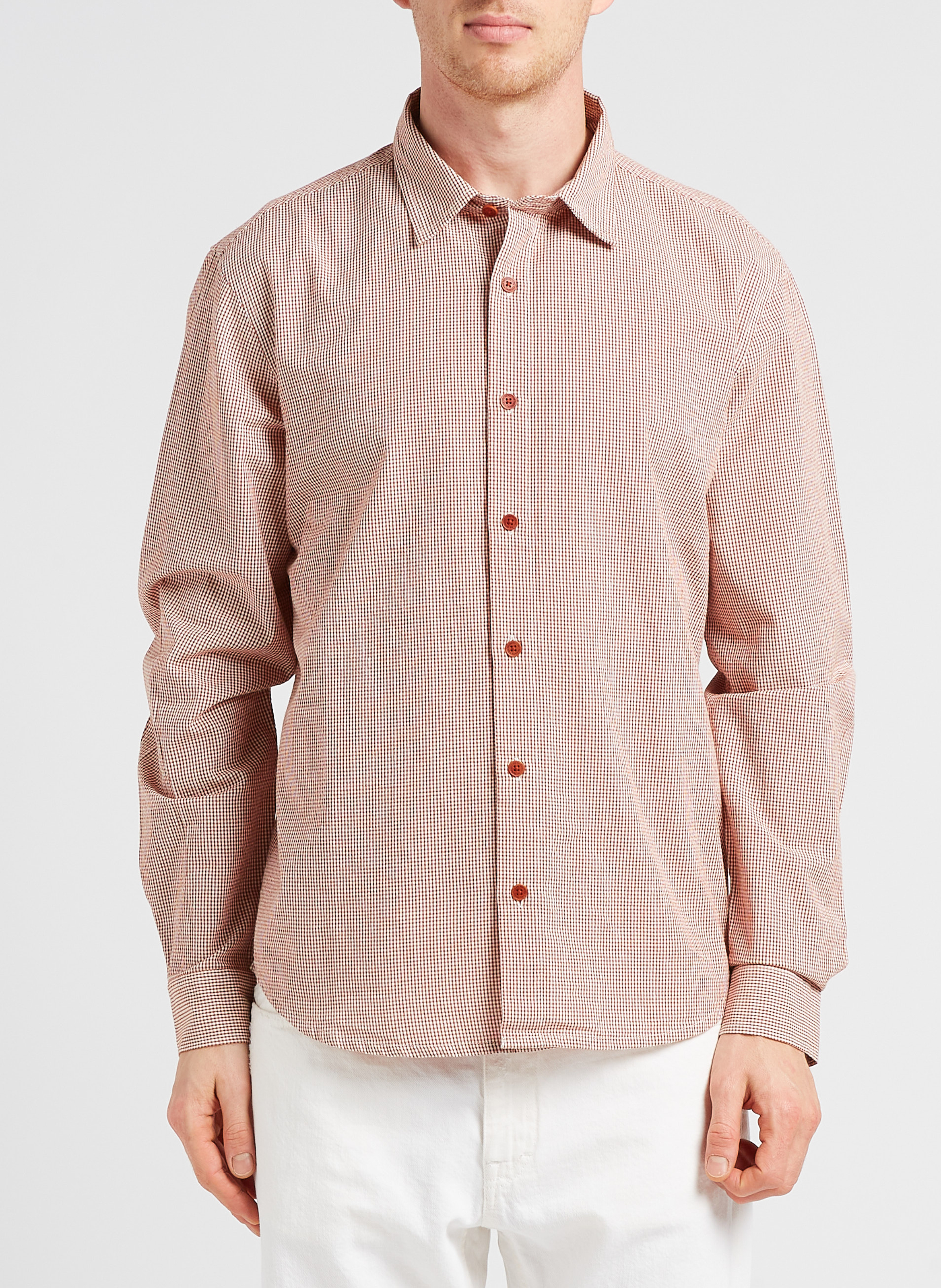 Geruit overhemd van 100% katoen THINKING MU Oranje