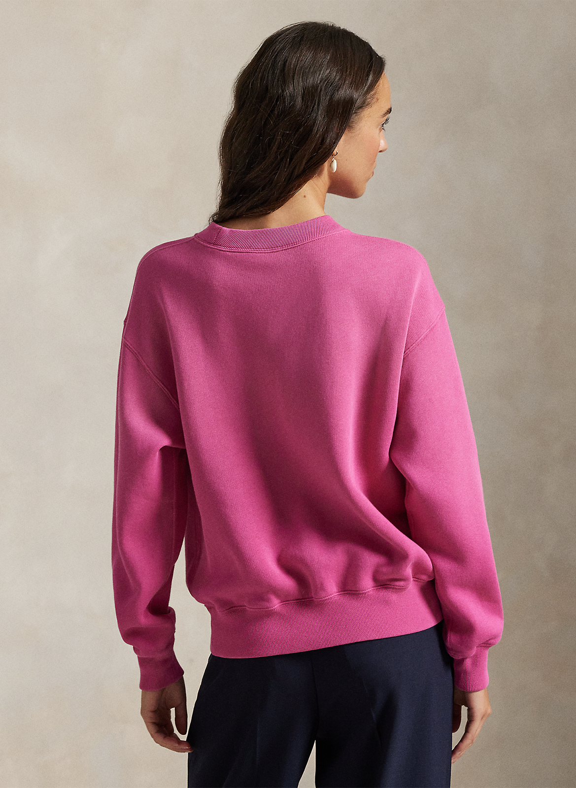 Loose-fit round-neck cotton-blend embroidered sweatshirt POLO RALPH LAUREN Pink