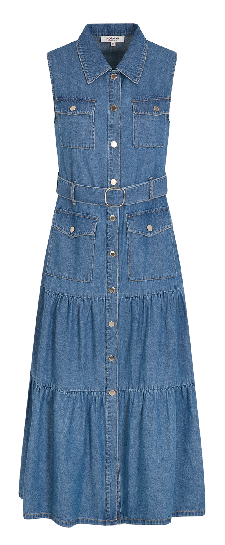 Sleeveless Midi Denim Dress MORGAN Blue