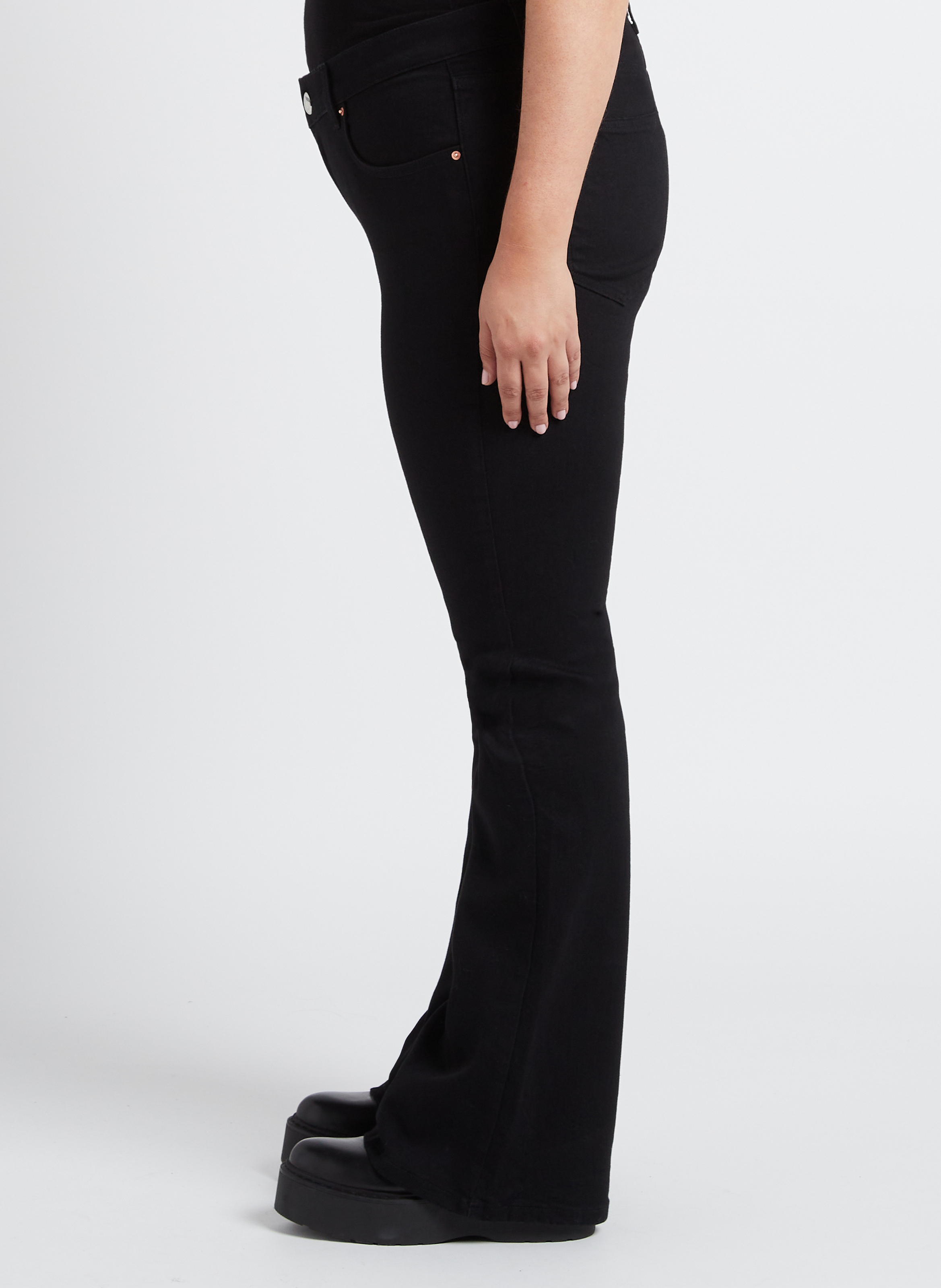 Cotton-blend bootcut jeans GINA TRICOT Black