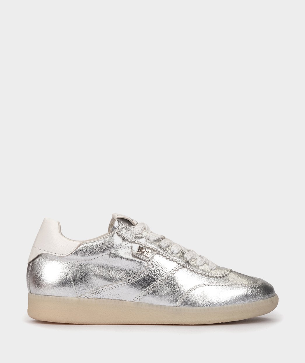 Sporty silver metallic leather sneakers PEDRO MIRALLES Golden