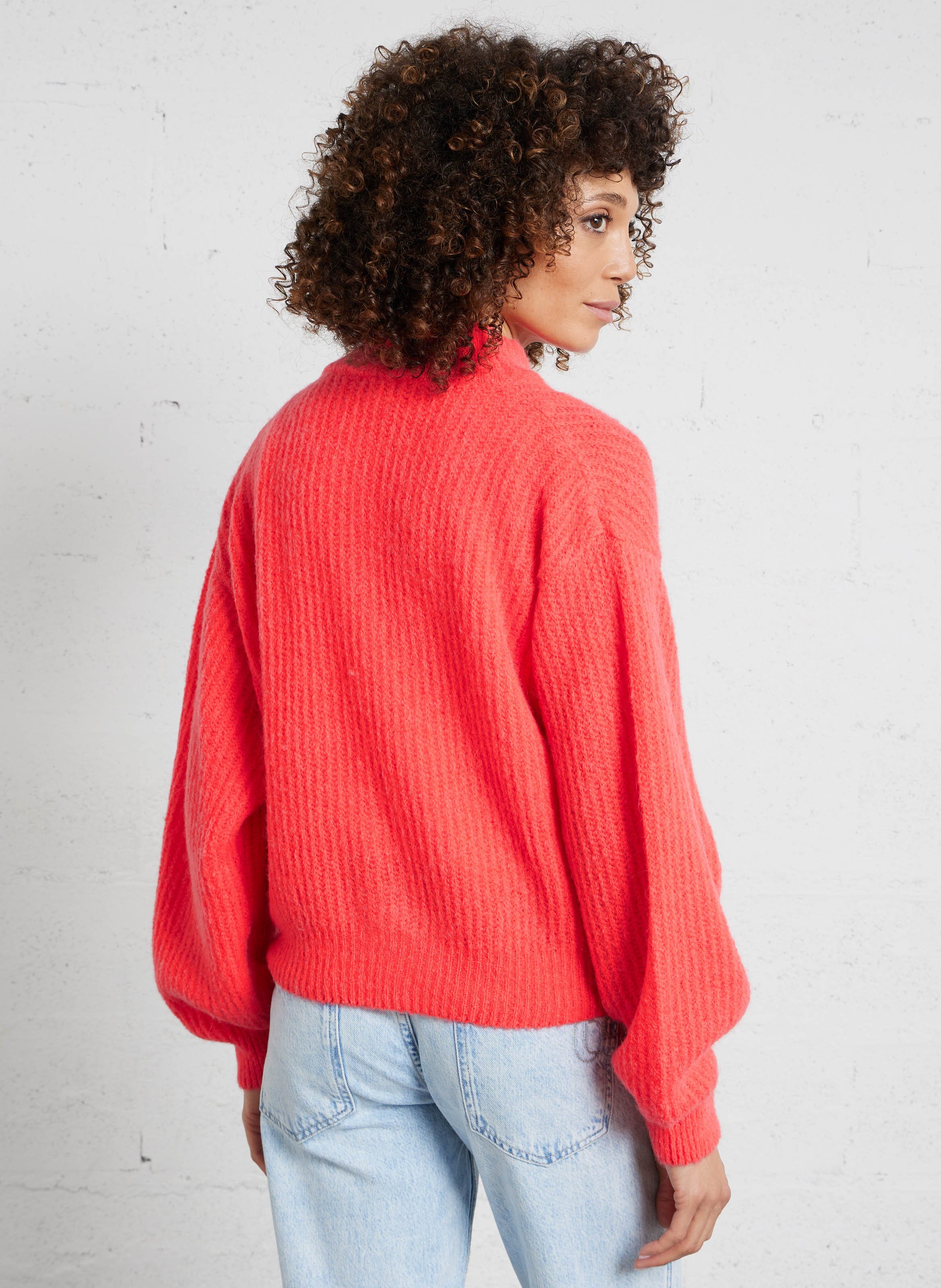 Oversized high neck knitted vest AMERICAN VINTAGE Red