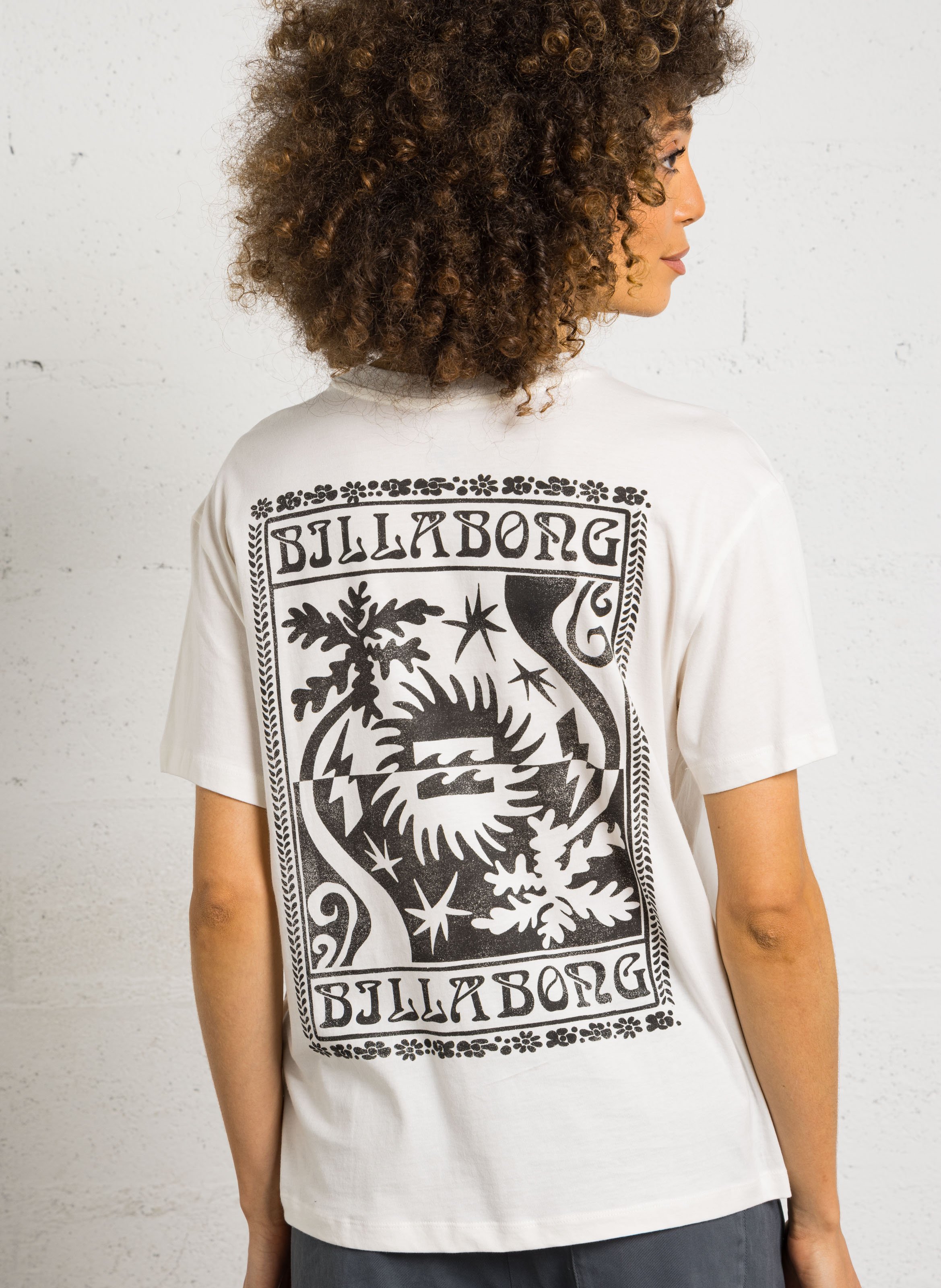 Tee-shirt droit col rond en coton sérigraphié BILLABONG Blanc