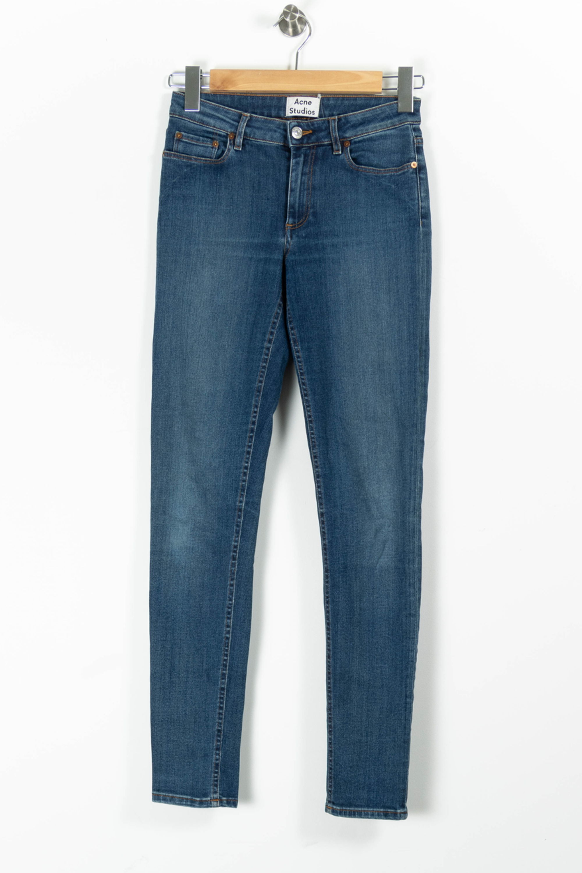 Cropped slim jeans with studs ACNE STUDIOS - Seconde Main Blue