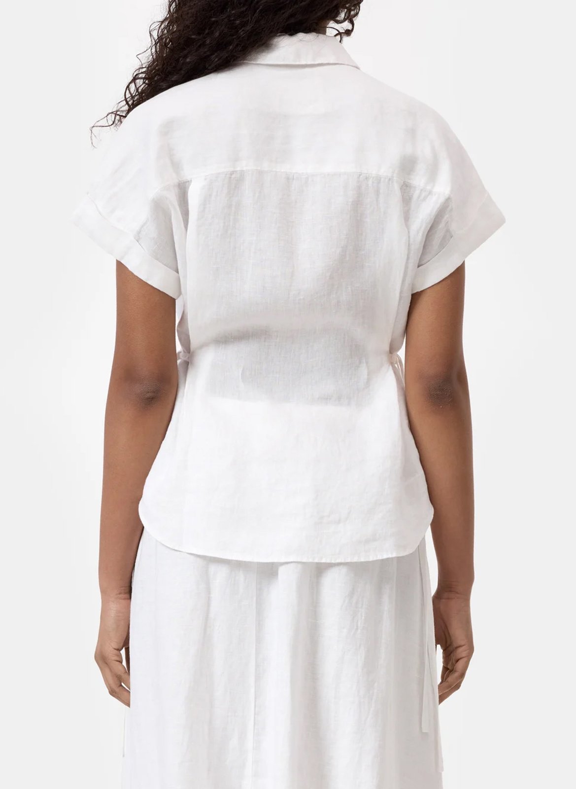 Straight linen shirt with classic collar CLOSED White