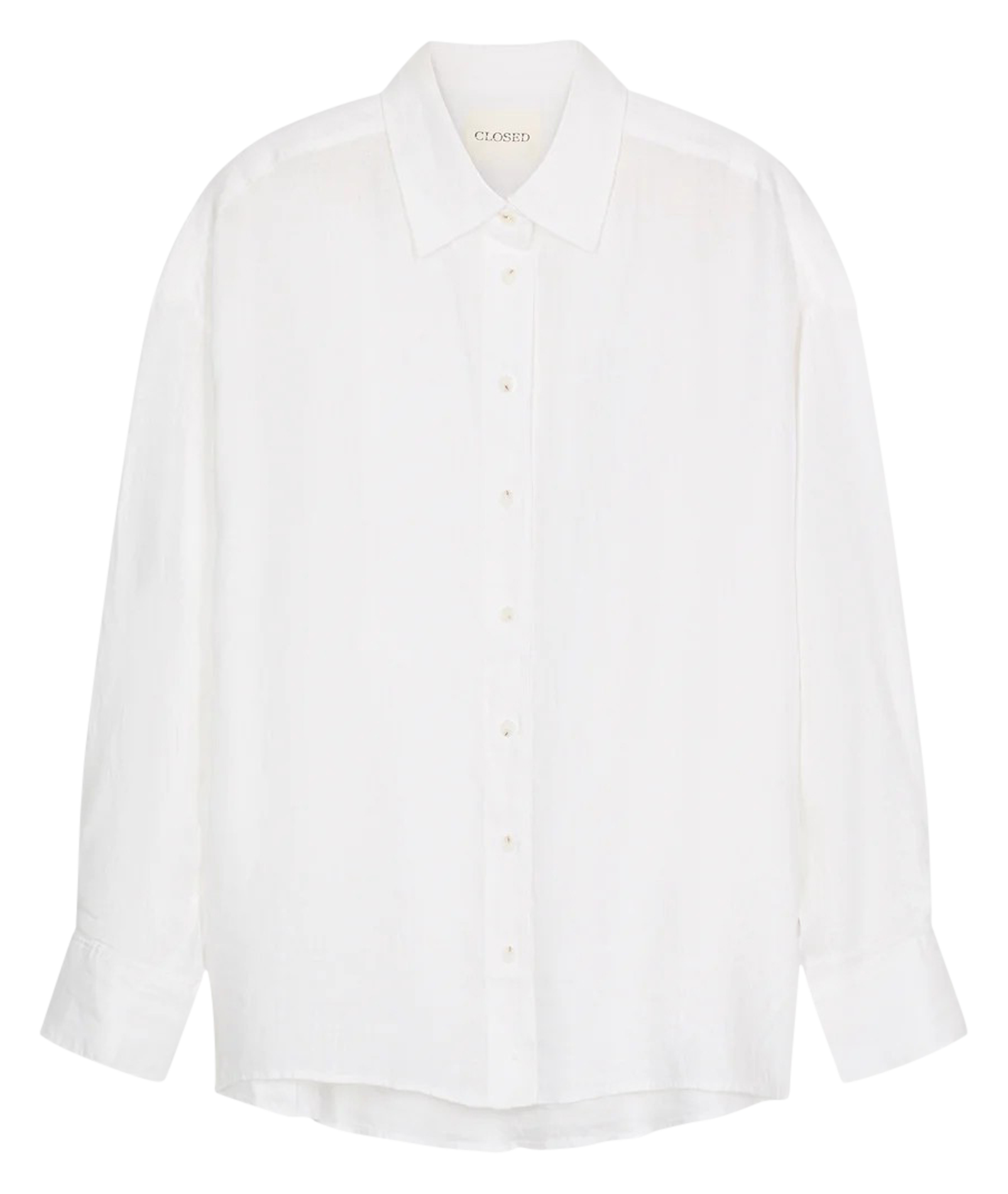 Straight linen shirt with classic collar CLOSED White