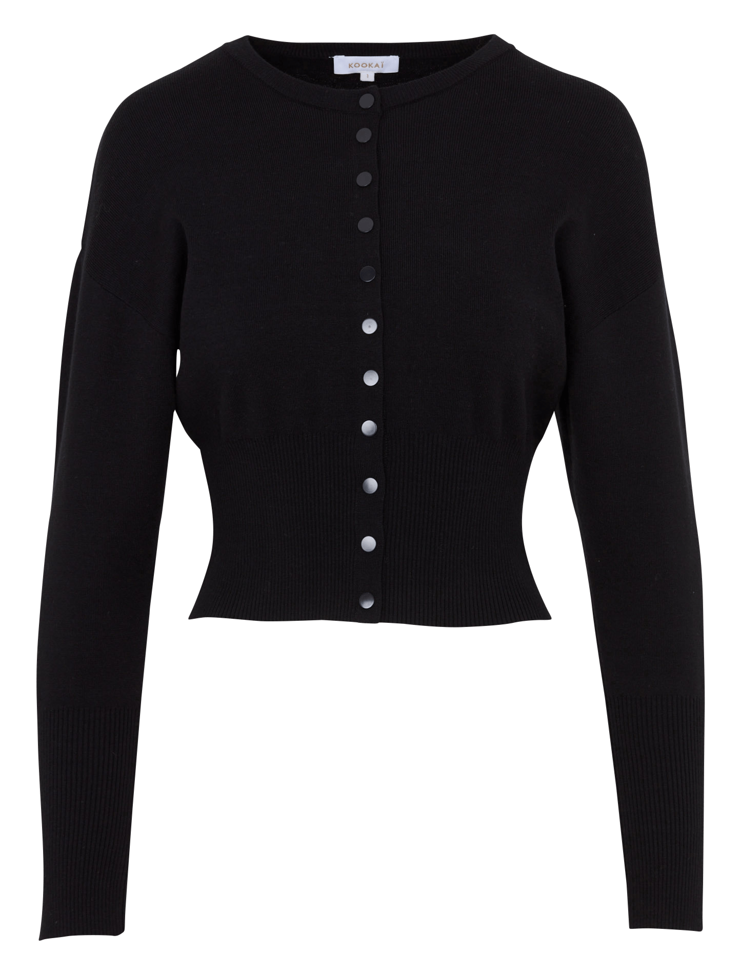 Taillierter einfarbiger Rundhals-Cardigan KOOKAI Schwarz