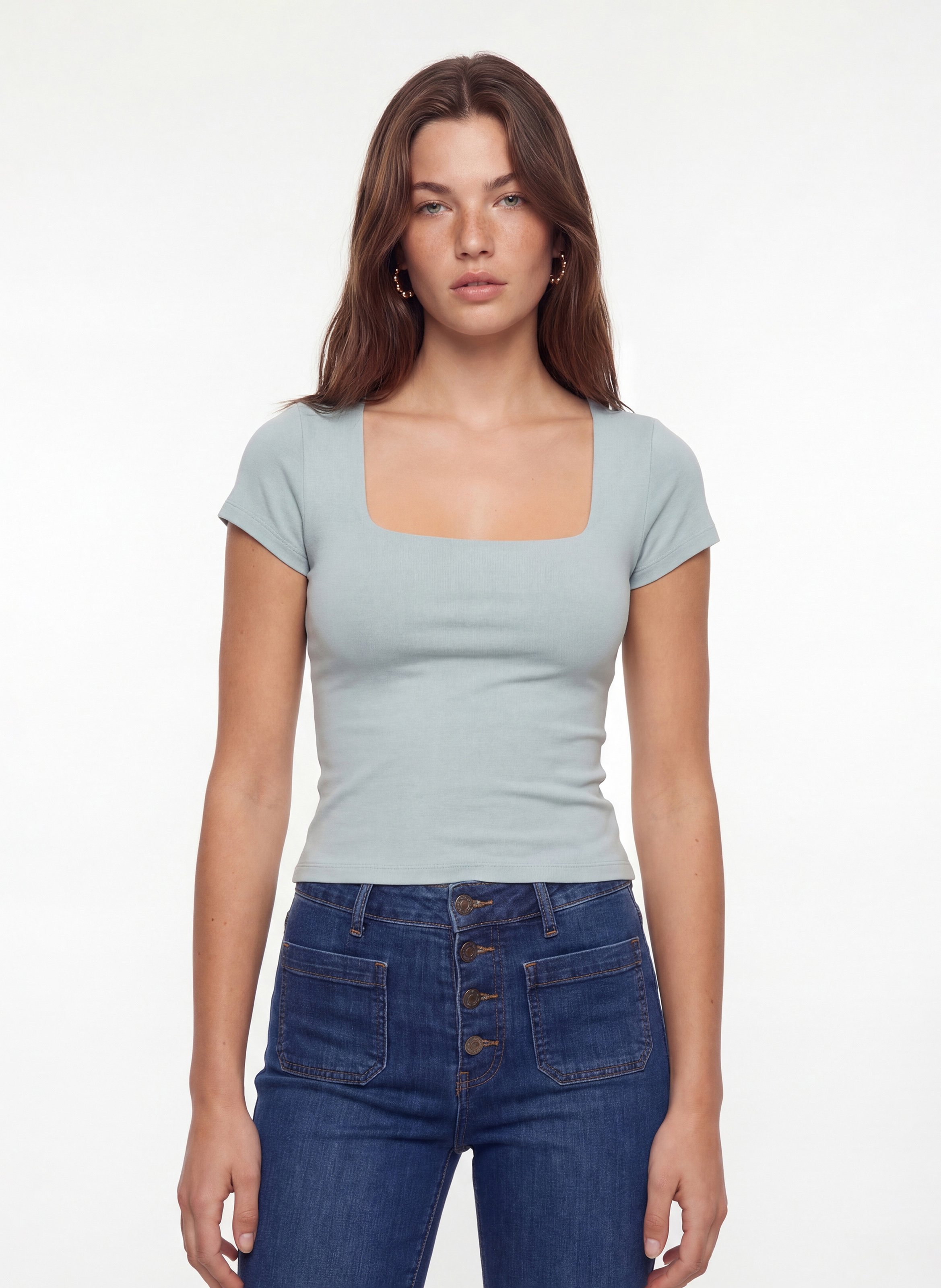 Top aus Baumwoll-Mix mit eckigem Ausschnitt KOOKAI