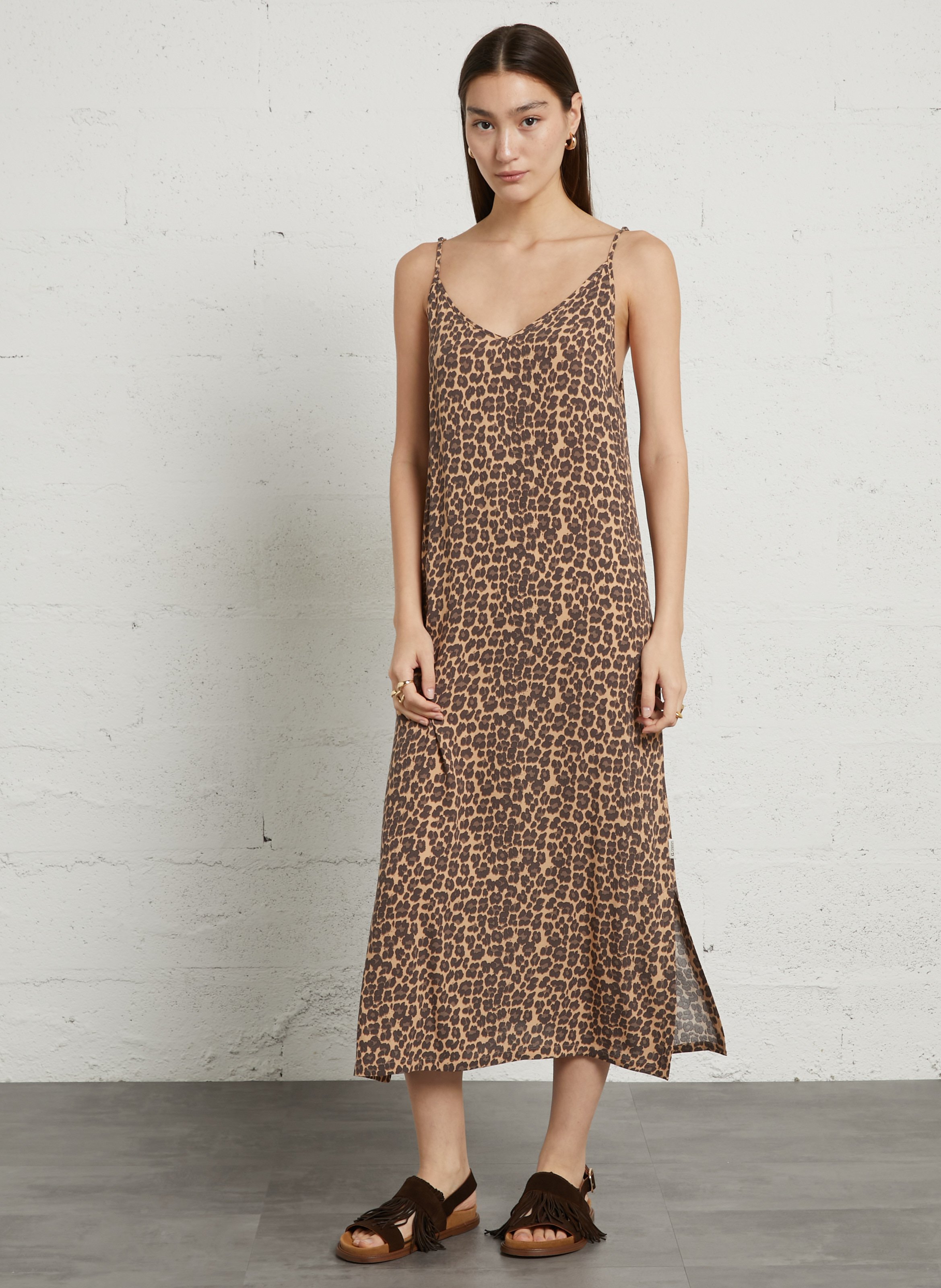 Robe longue col V imprimé LE TEMPS DES CERISES Bleu