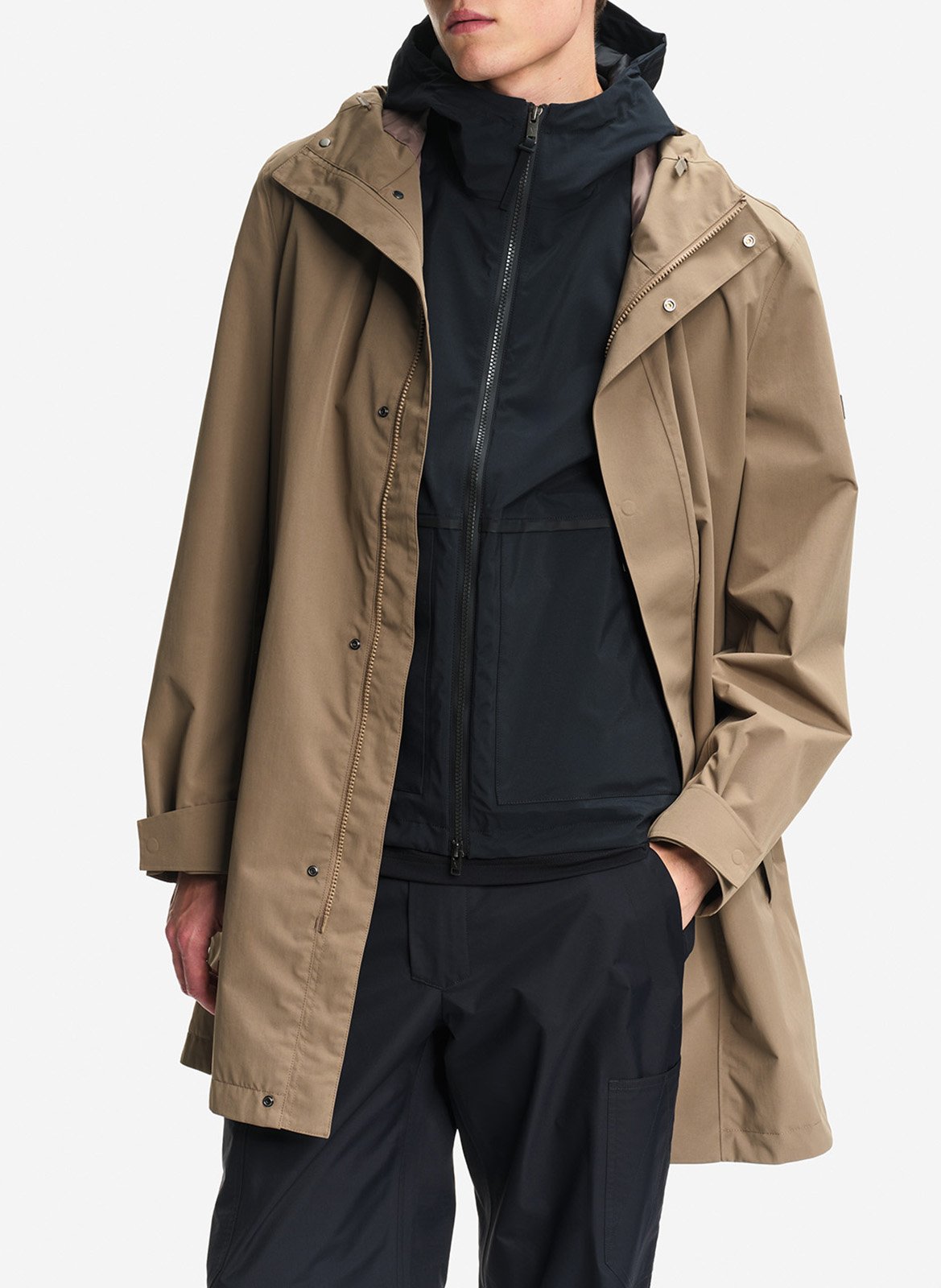 Mid-length straight hooded parka AIGLE Brown