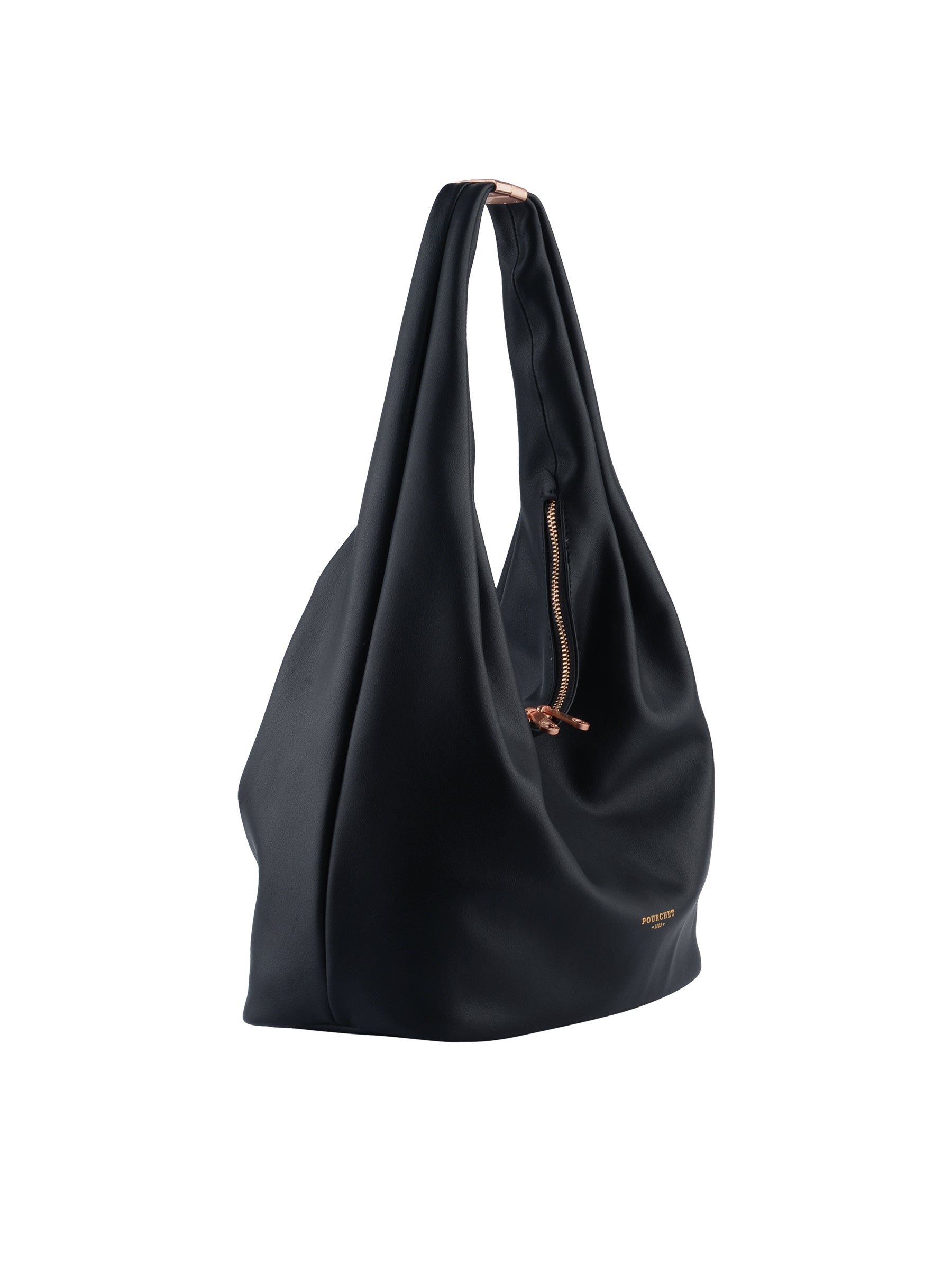 Sac porté épaule en cuir de vachette POURCHET Bleu