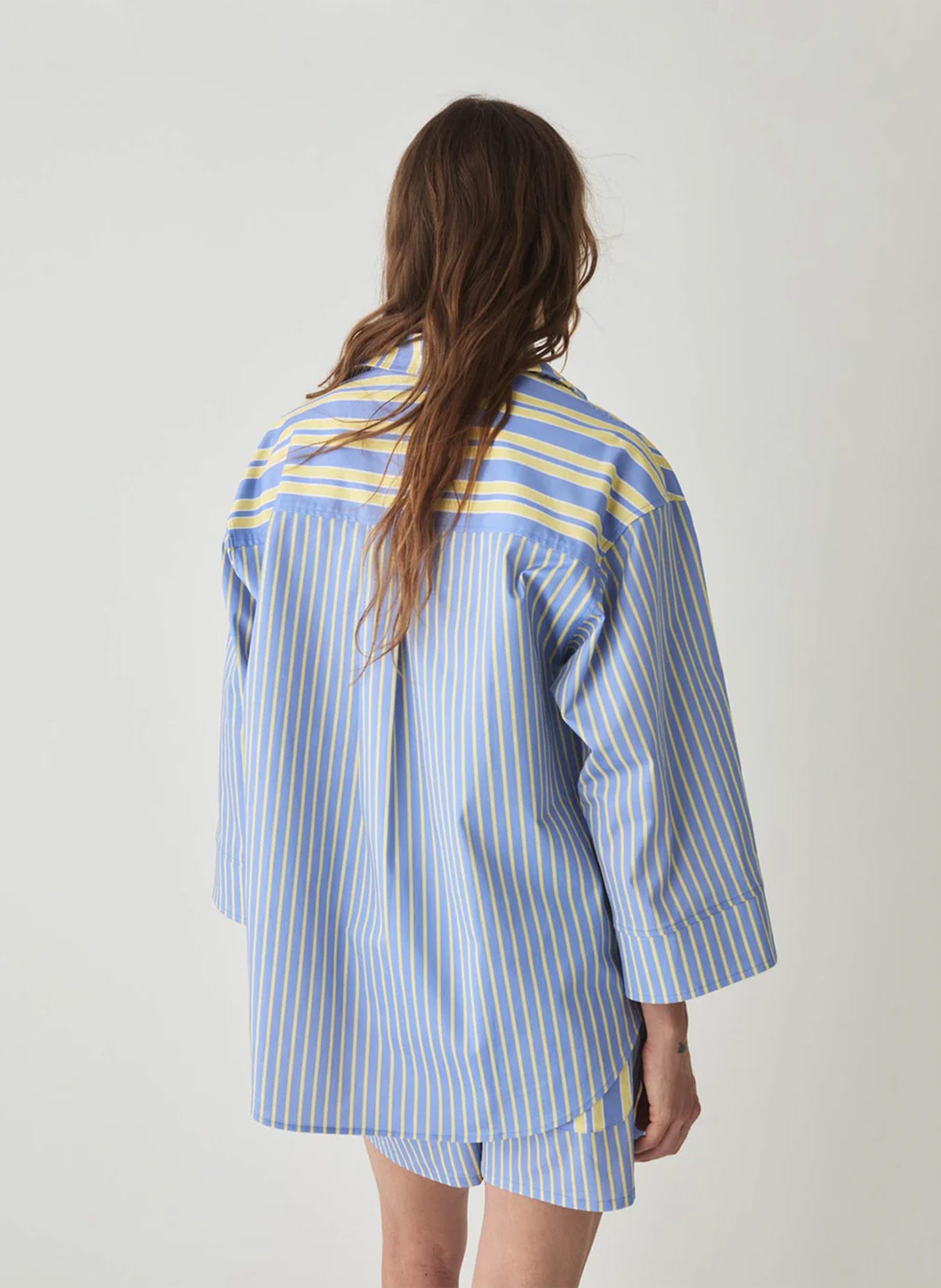 Cotton and linen shirt with classic collar LAAGAM Blue