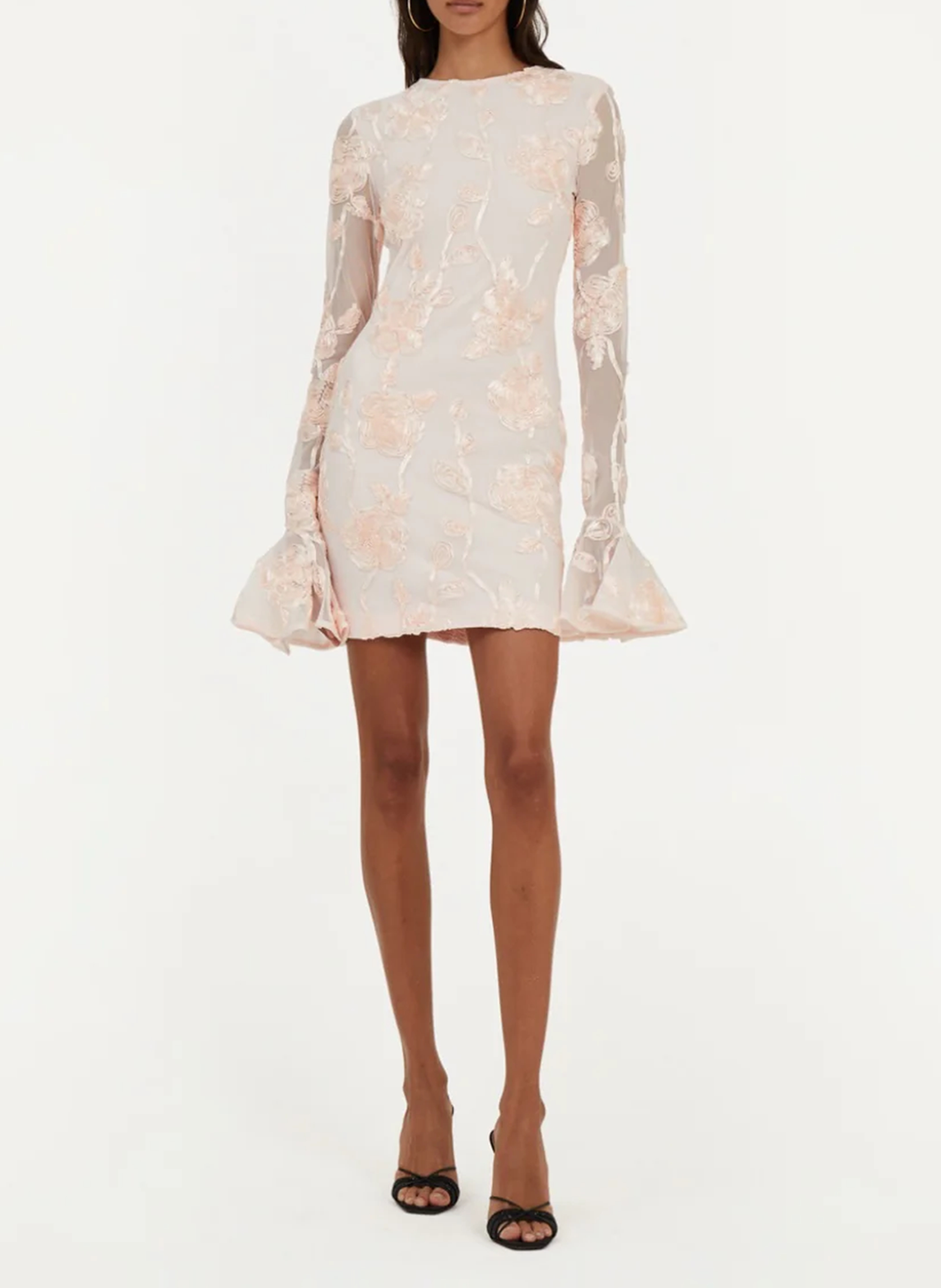 Robe courte brodée ROTATE Rose