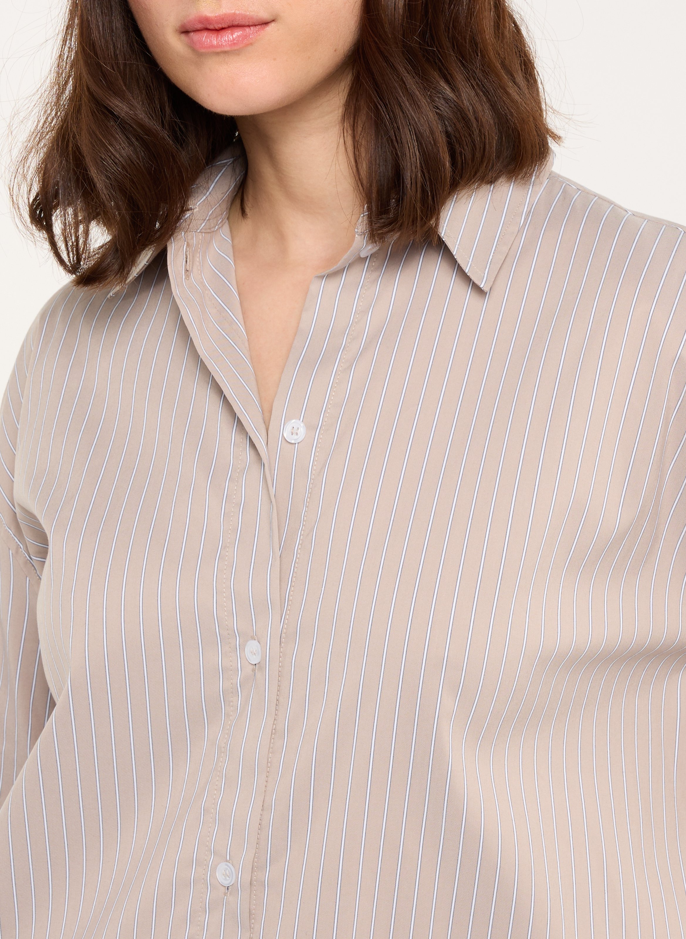 Blouse met klassieke kraag - katoenblend SAISON 1865 Beige