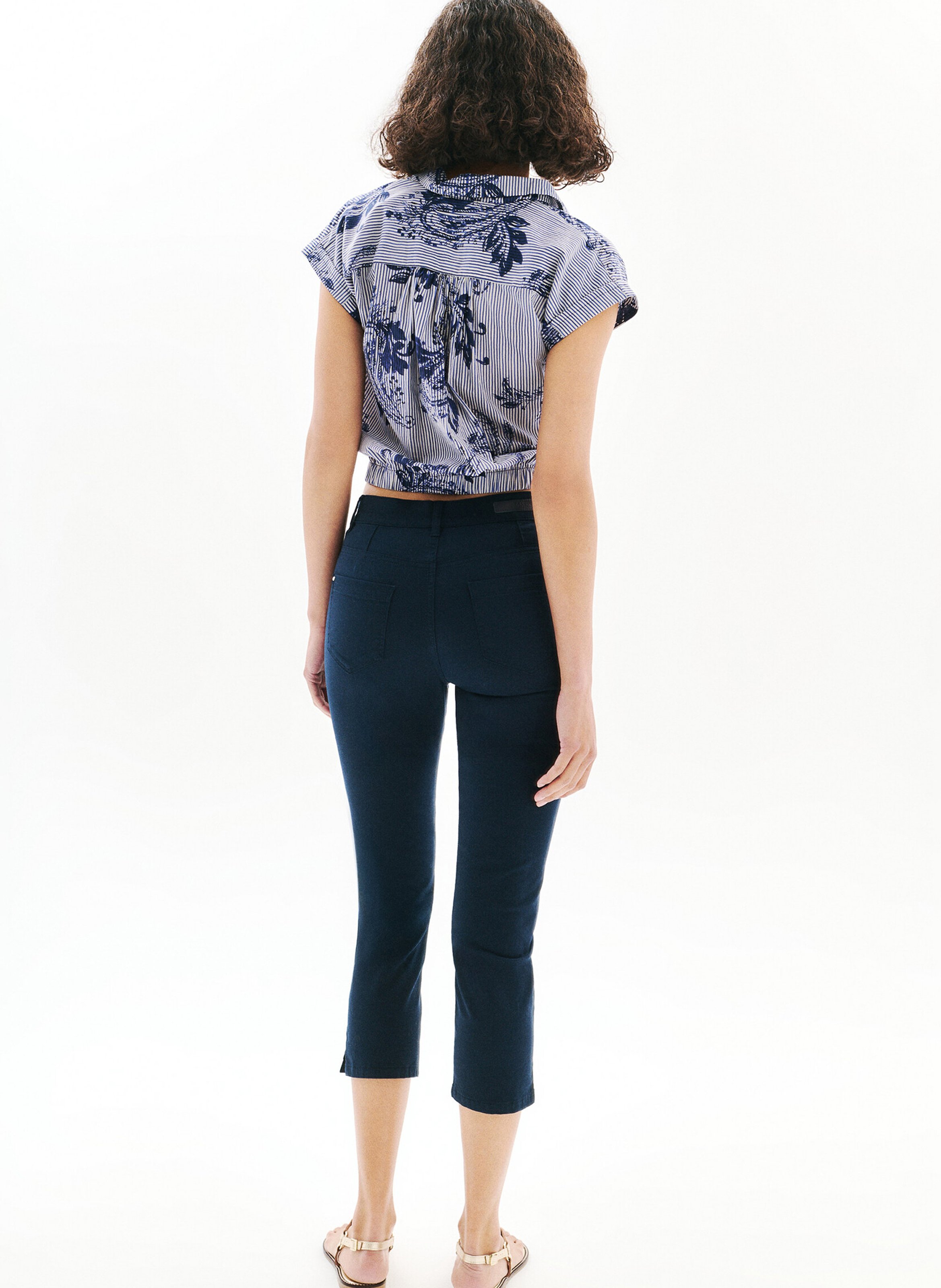 Chemise droite en coton imprimé CAROLL Bleu