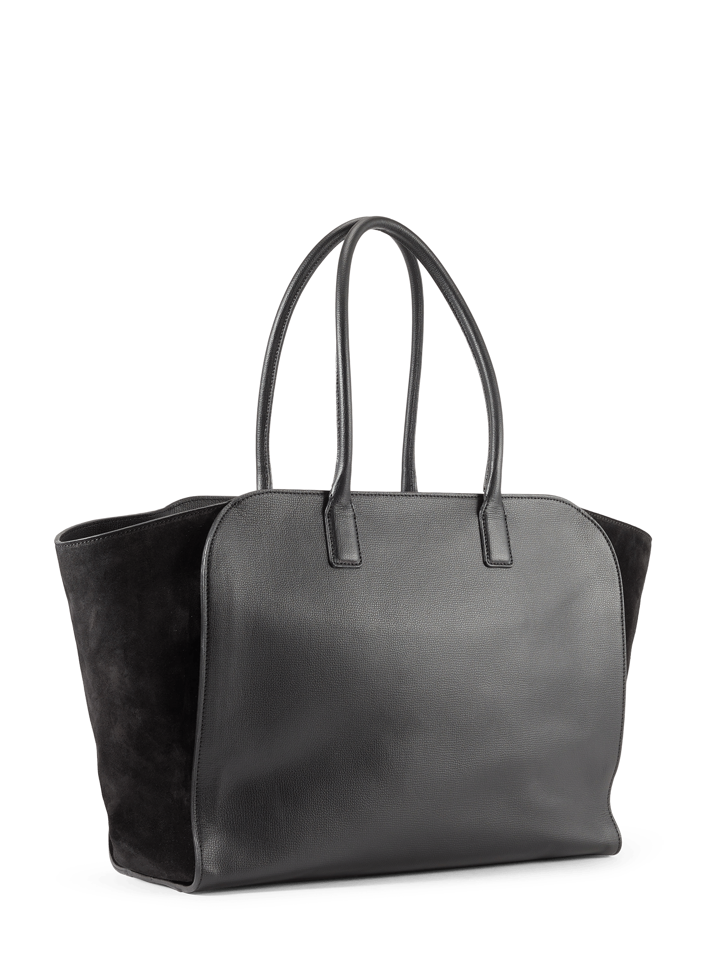 Ibiza grained leather tote bag with suede panel SAISON 1865 Black