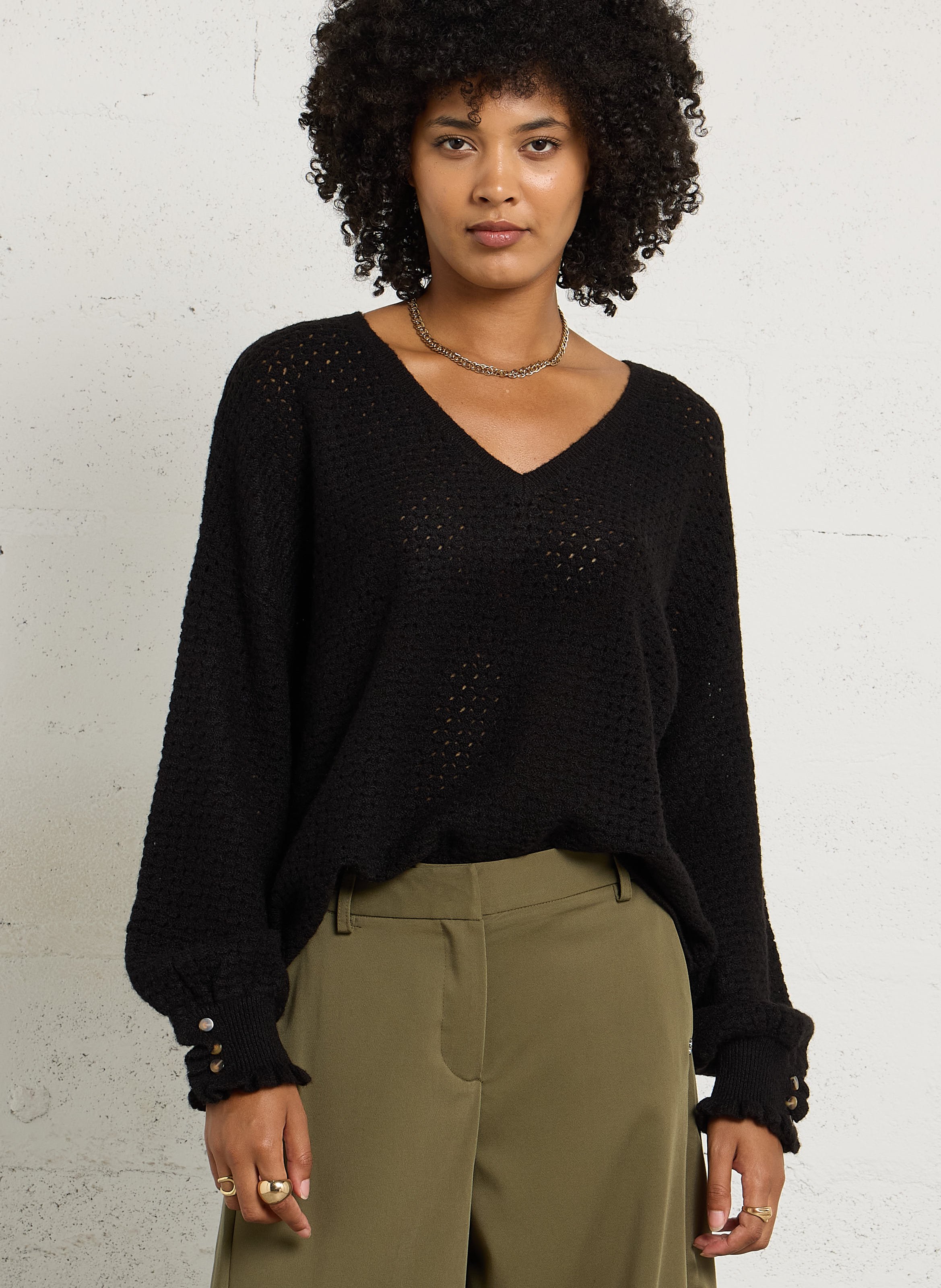 Pull oversize ajouré col V LA PETITE ETOILE