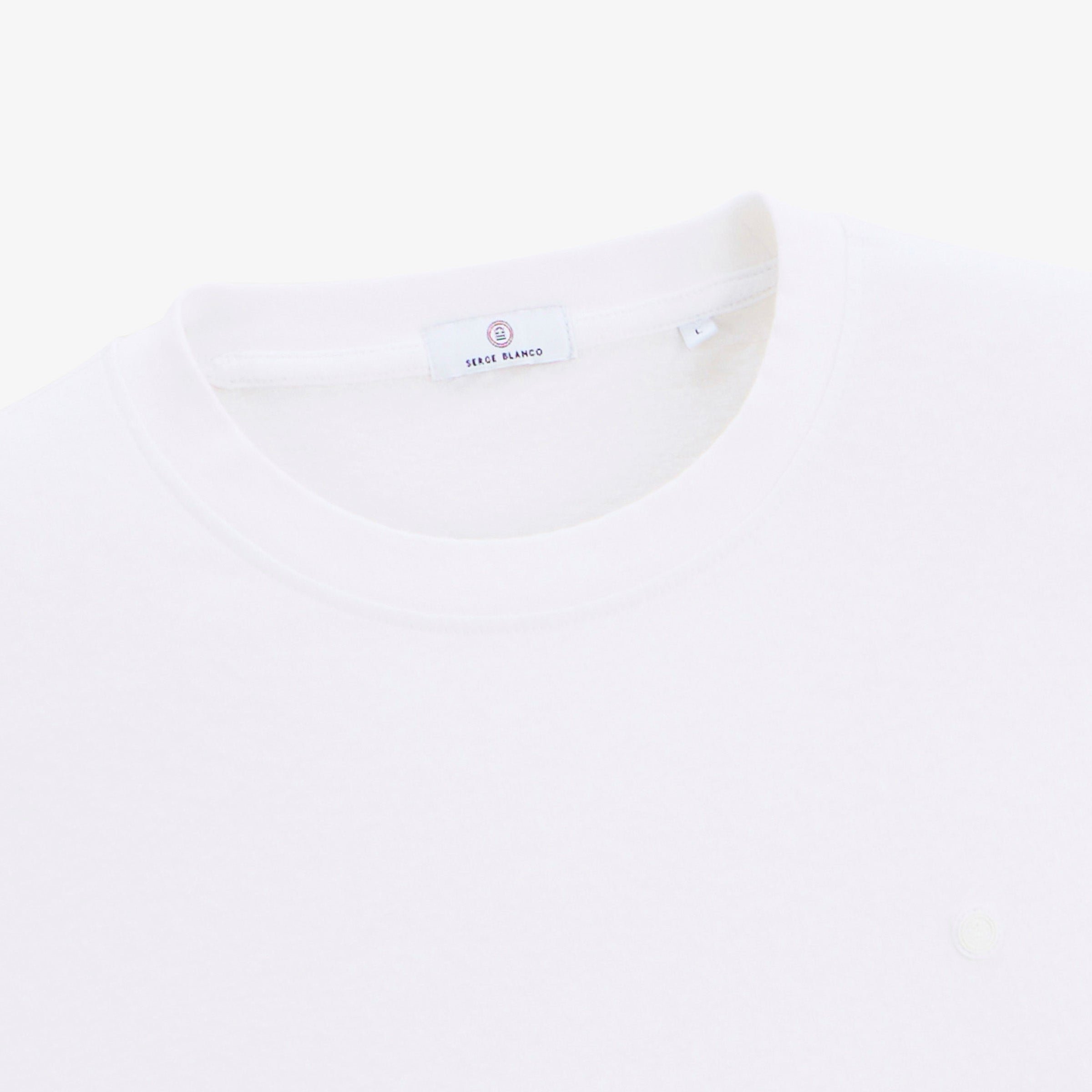 Short-sleeved white linen blend T-shirt SERGE BLANCO White