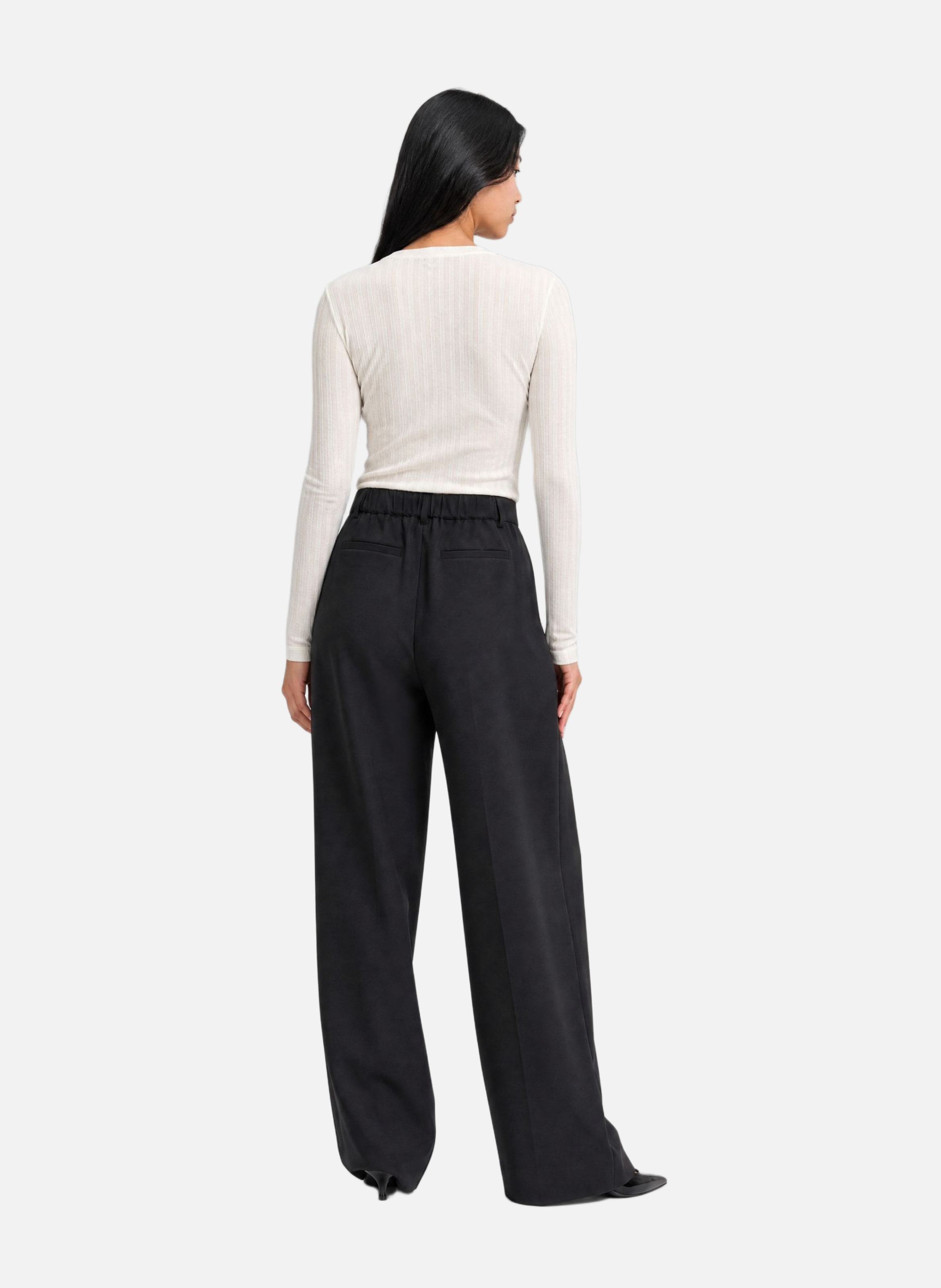 Wide-leg tailored wool blend trousers THE KOOPLES Black