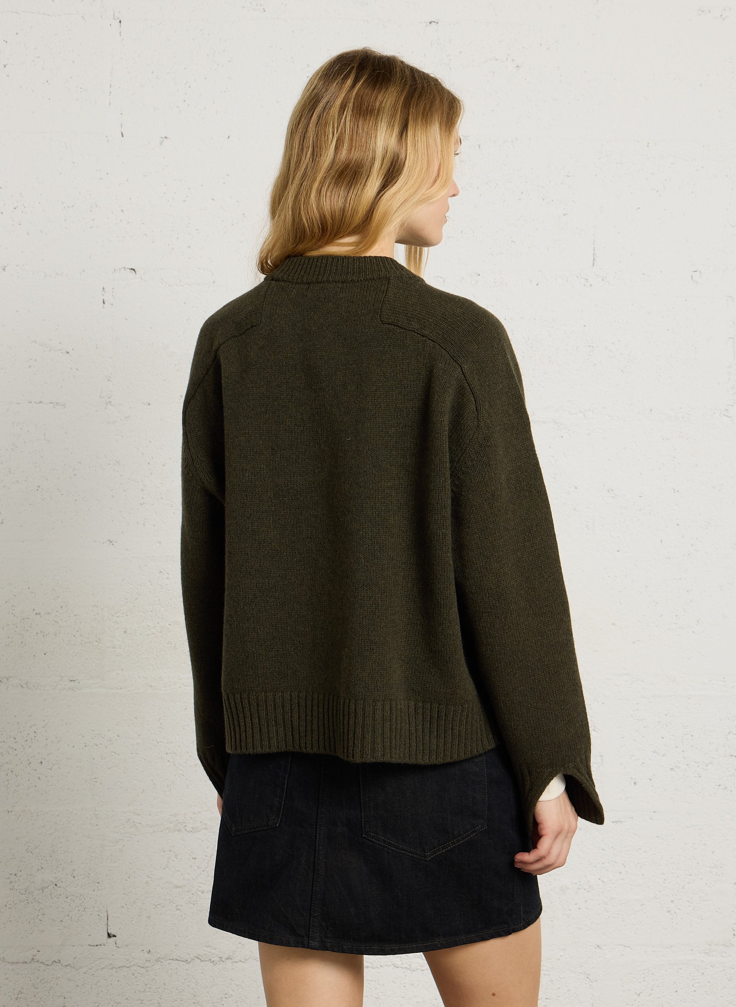 Rundhalspullover aus Wolle SOEUR Khaki