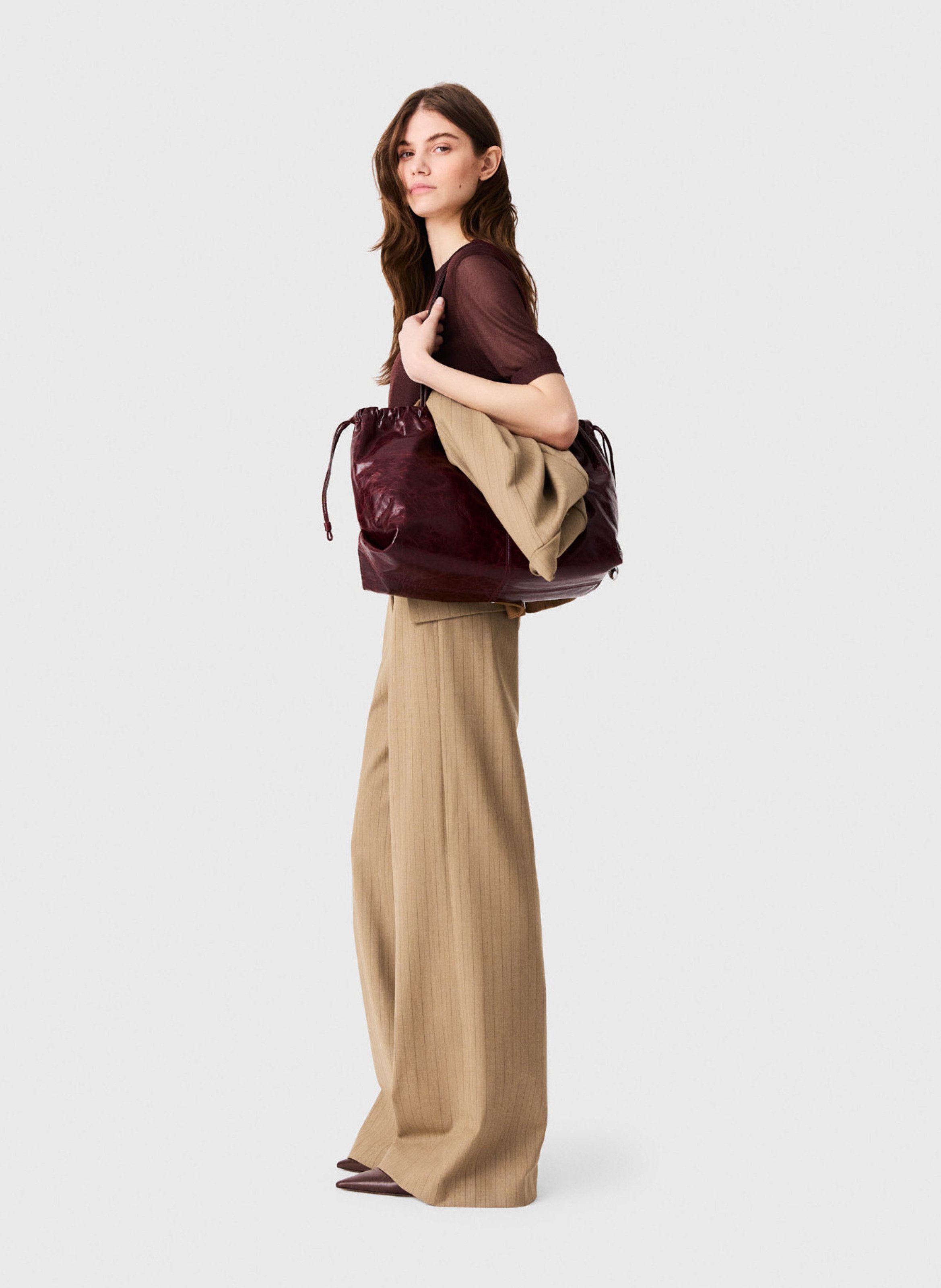 Pantalon évasé en laine mélangée MAJE Beige