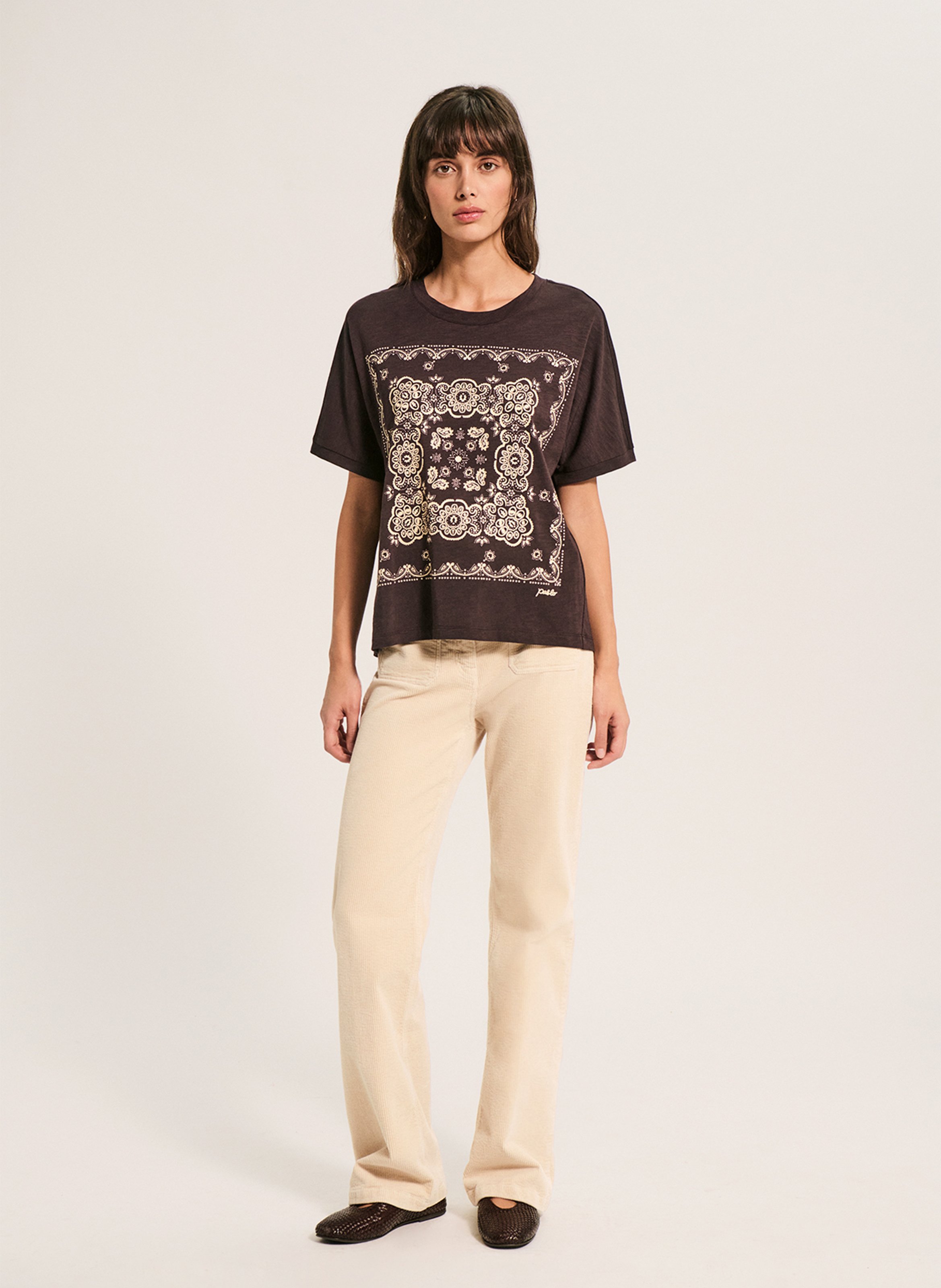 Bedrucktes Rundhals-T-Shirt PABLO Braun