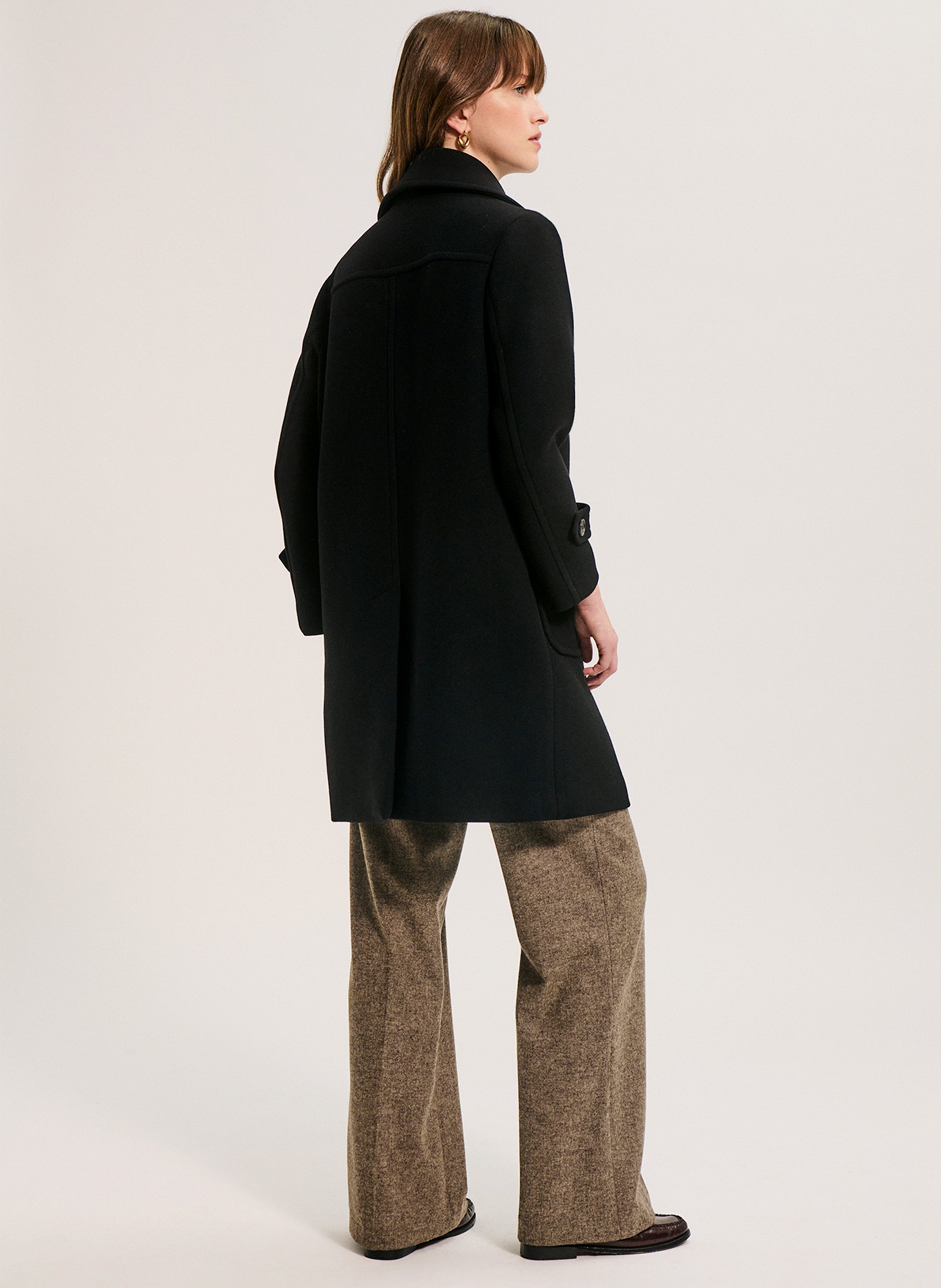 Manteau col tailleur en laine mélangée PABLO Noir