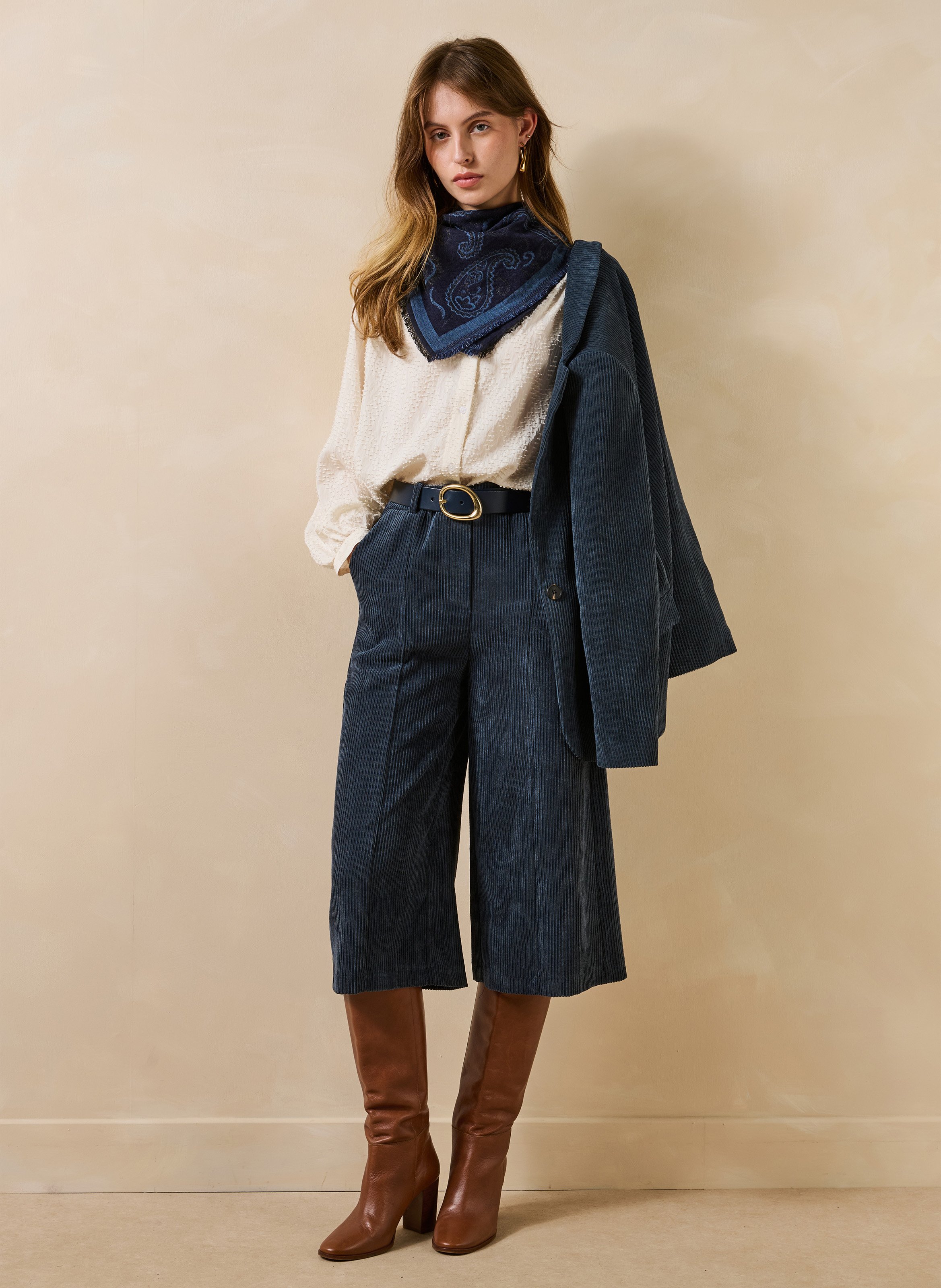 Long corduroy Bermuda shorts LA FEE MARABOUTEE Blue