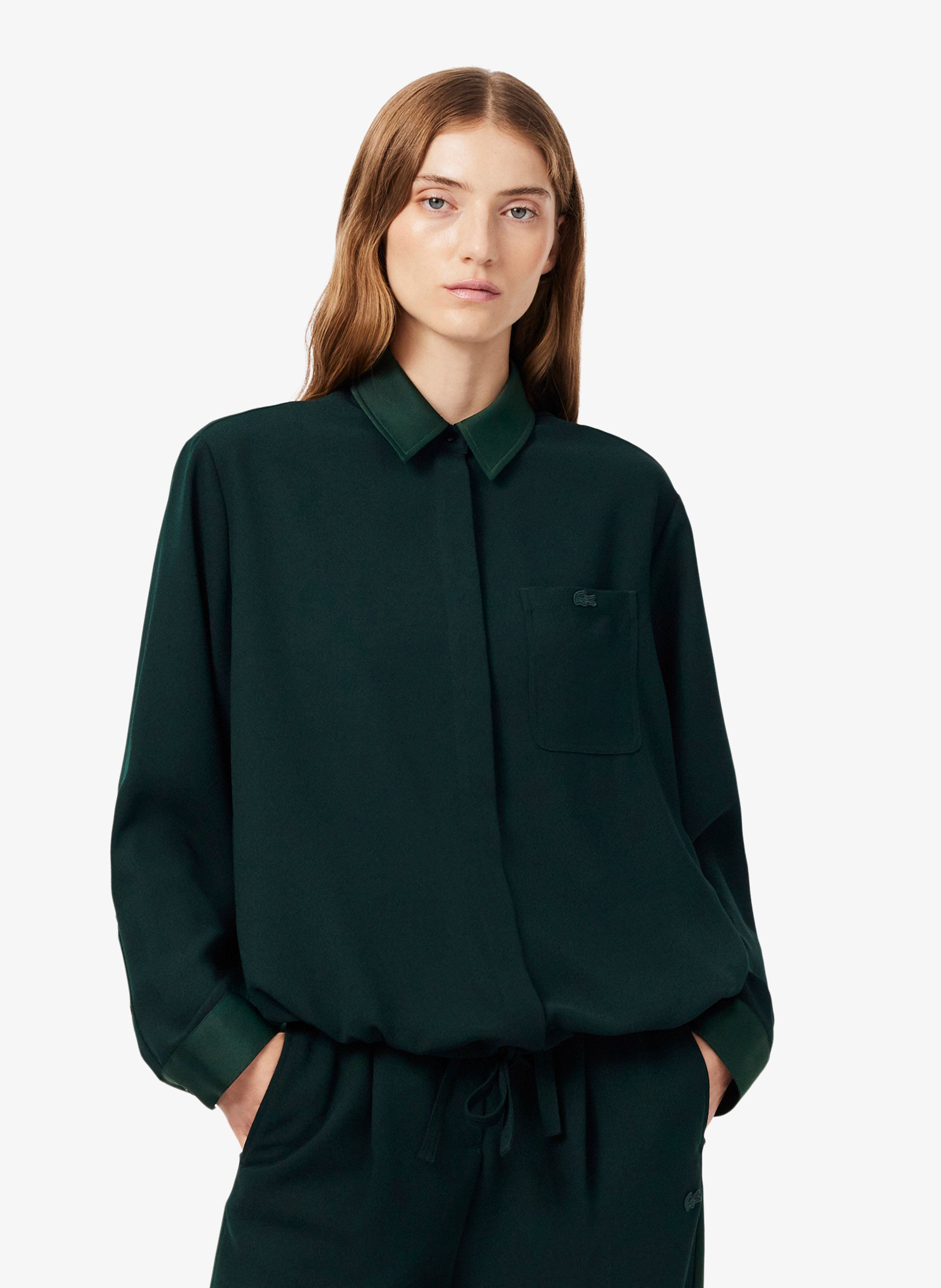 Chemise ample unie à détails satiné LACOSTE Vert