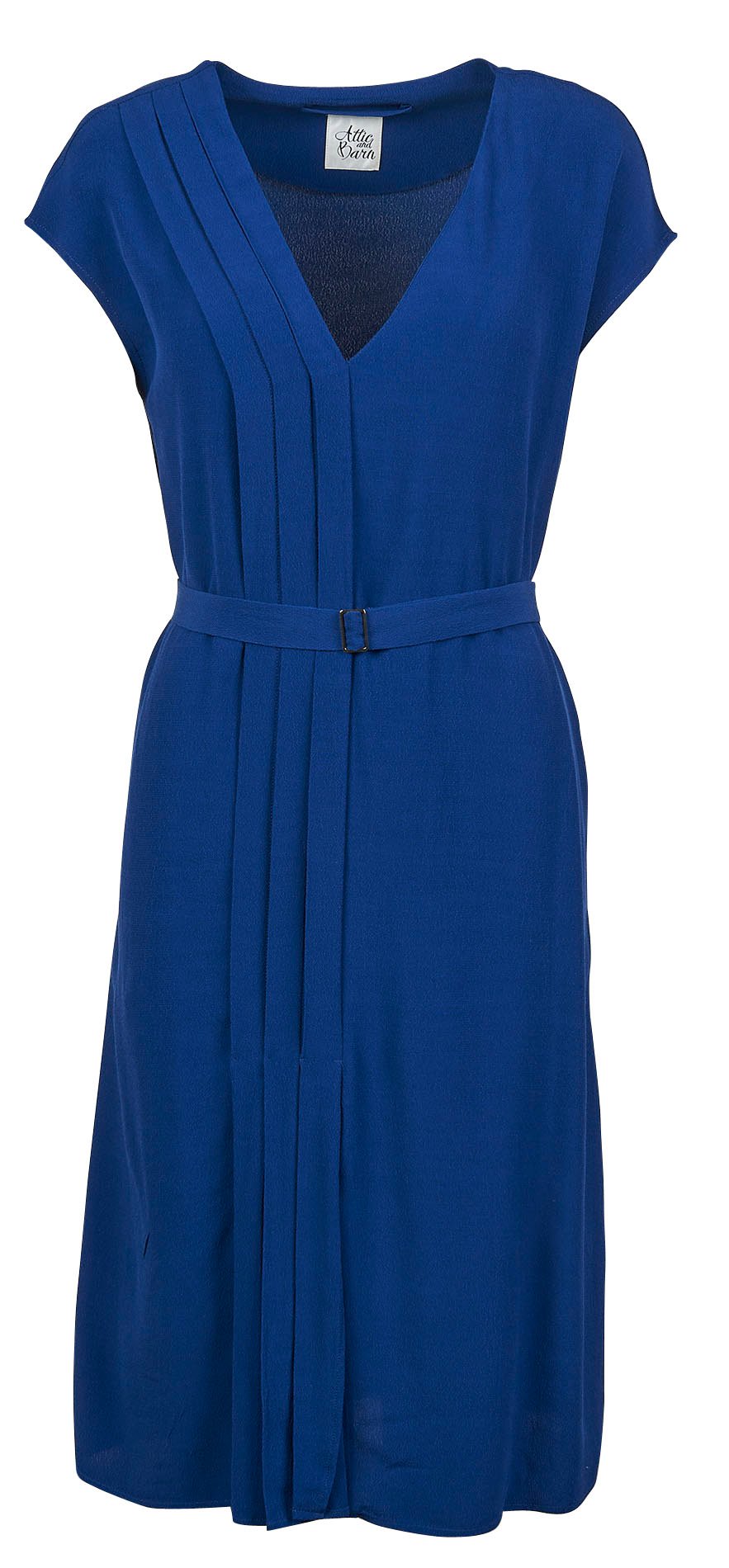 Robe midi ceinturée en crêpe ATTIC AND BARN Bleu