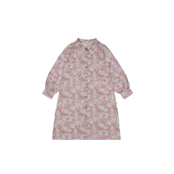 Robe longue col classique imprimée en coton bio PETITE LUCETTE Multicolore