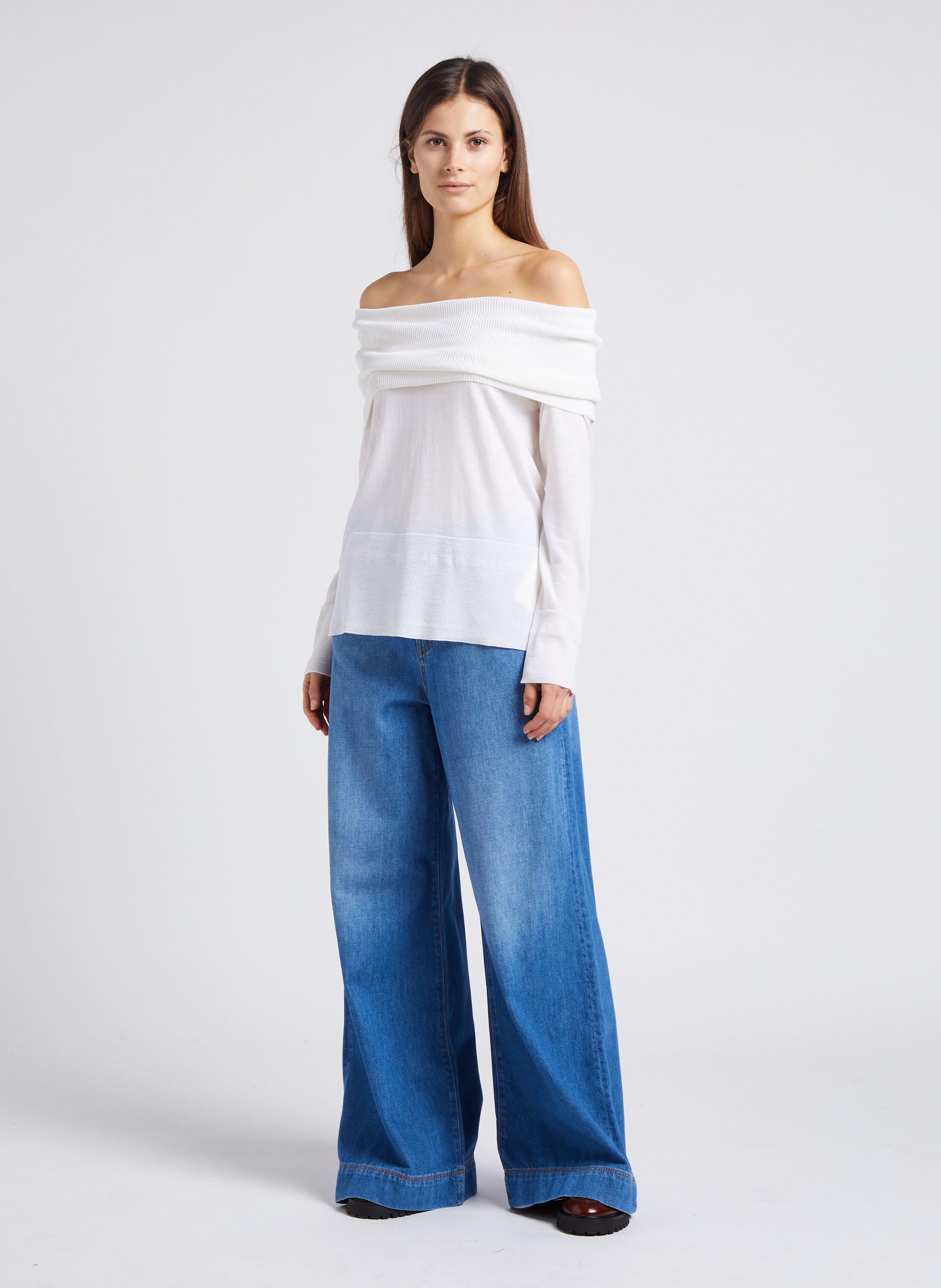 Straight off-the-shoolder wool sweater MAX MARA LEISURE White