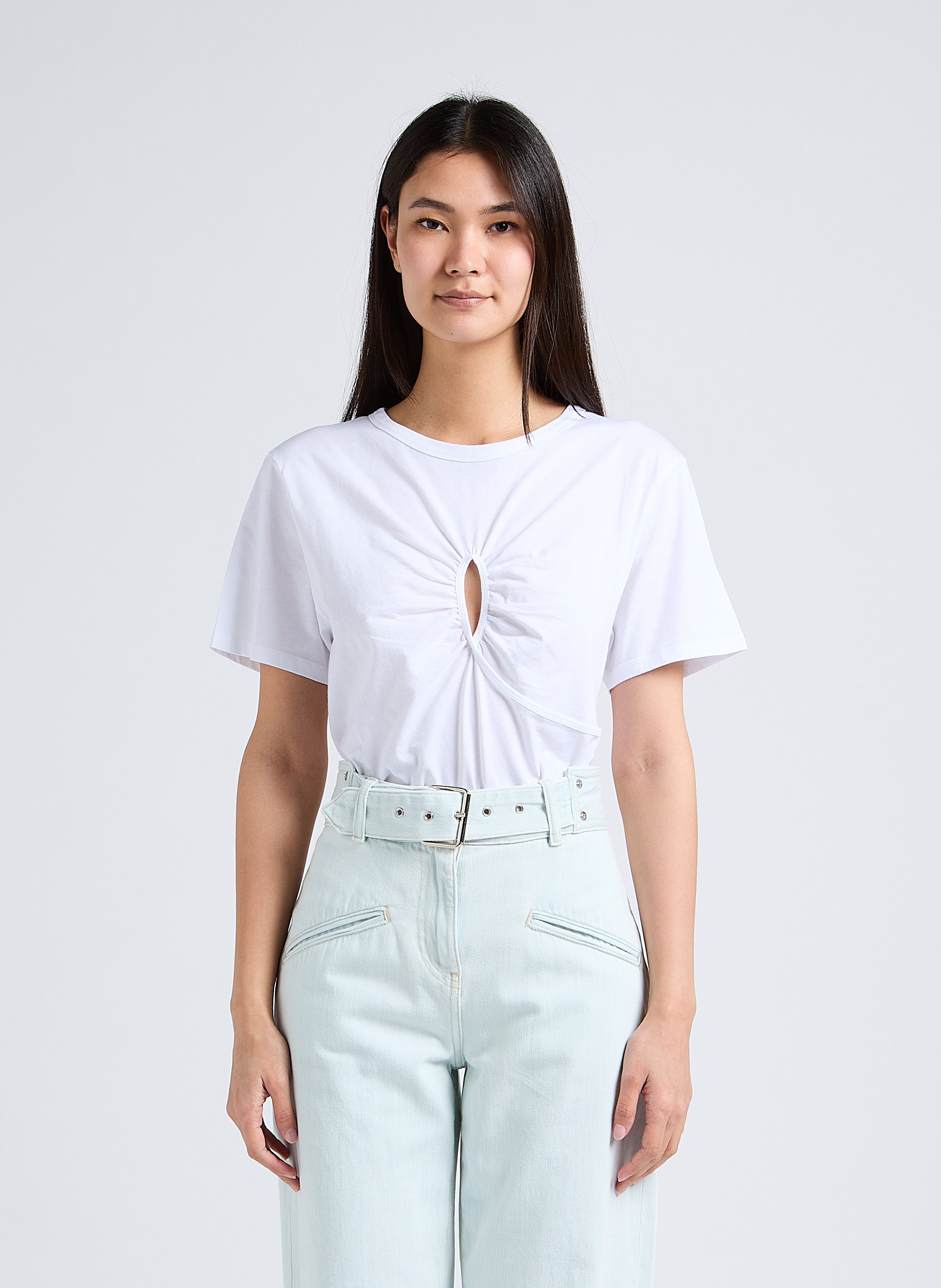 Open cotton T-shirt with gathers IRO