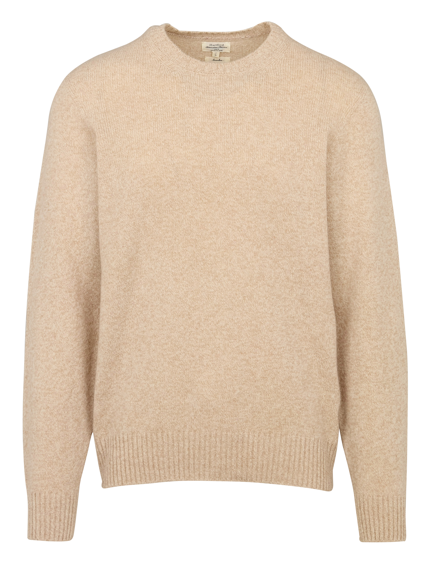 Jersey recto de lana con cuello redondo Natural Hartford Hombre