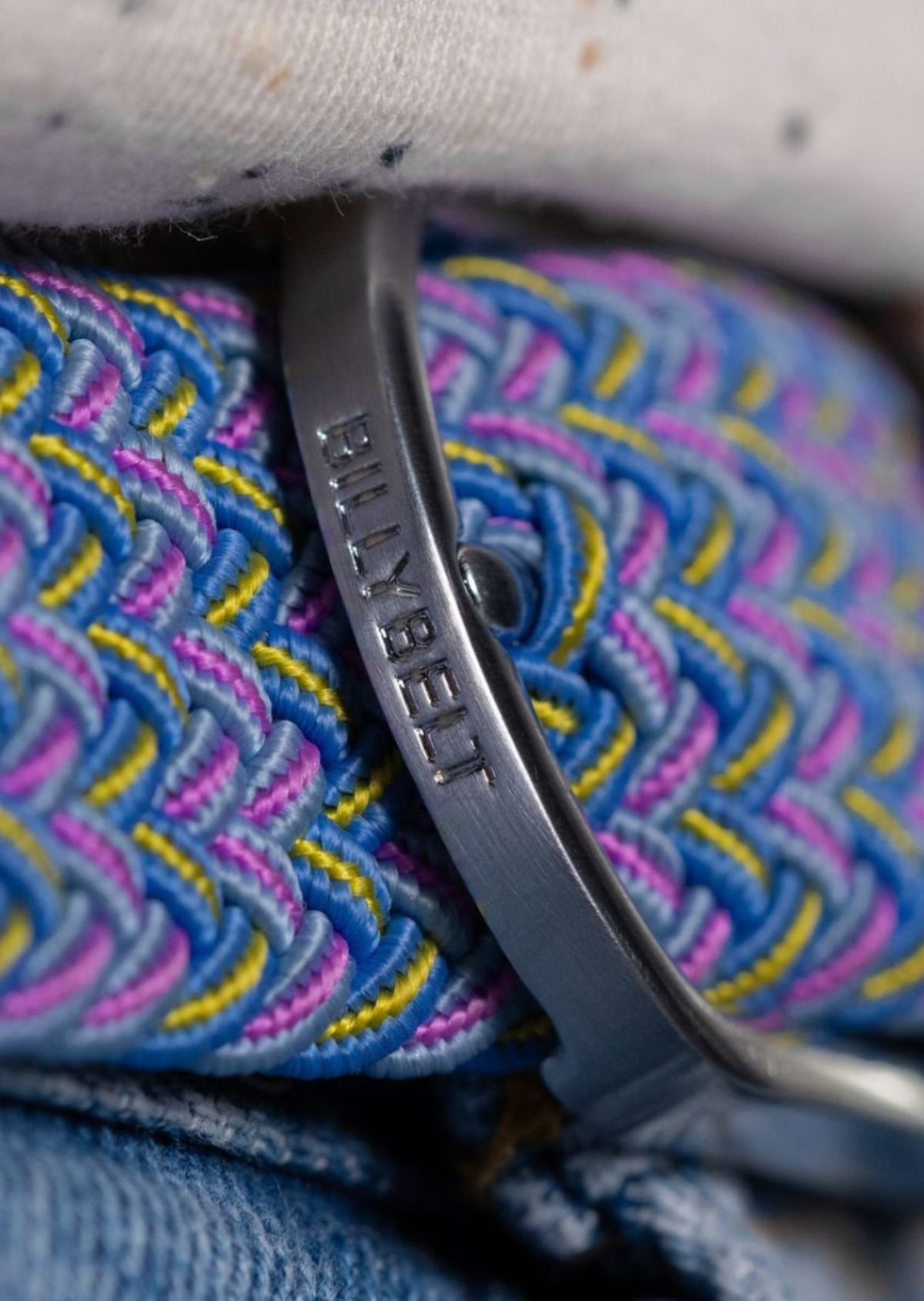 Multicolored braided elastic belt BILLYBELT Blue